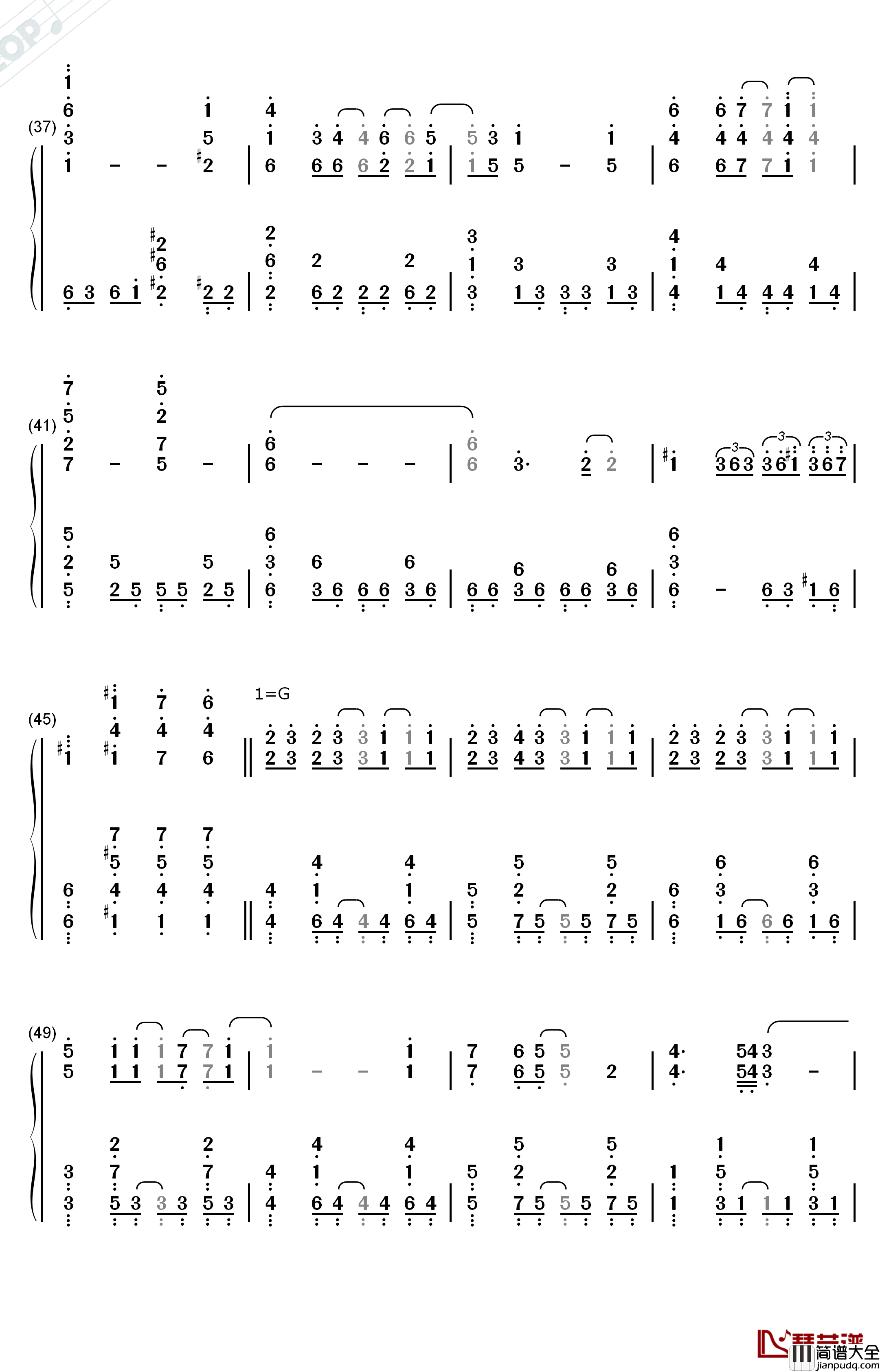 Im_With_You钢琴简谱_数字双手_高尾奏音