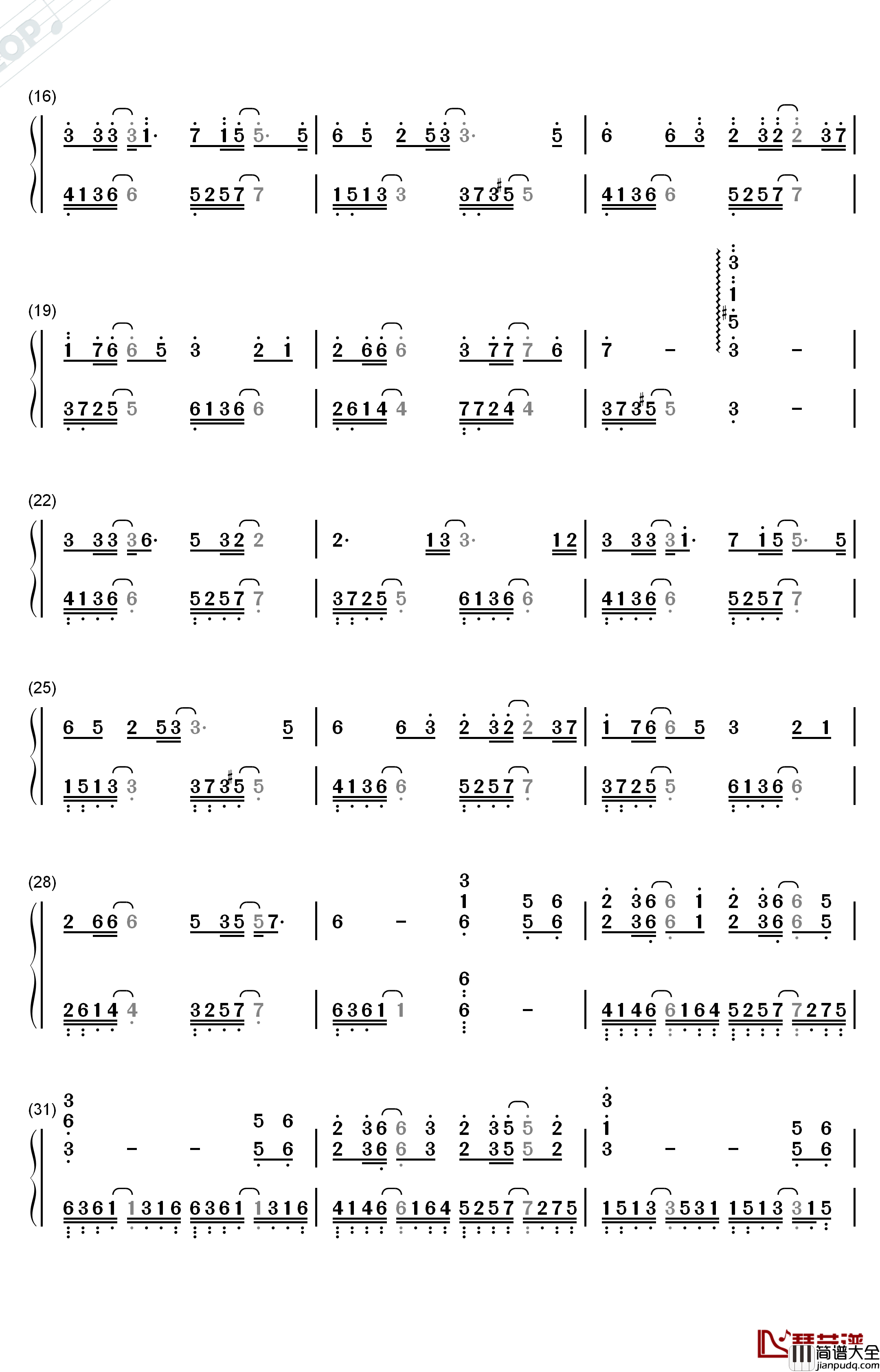 故城钢琴简谱_数字双手_银临_灰原穷