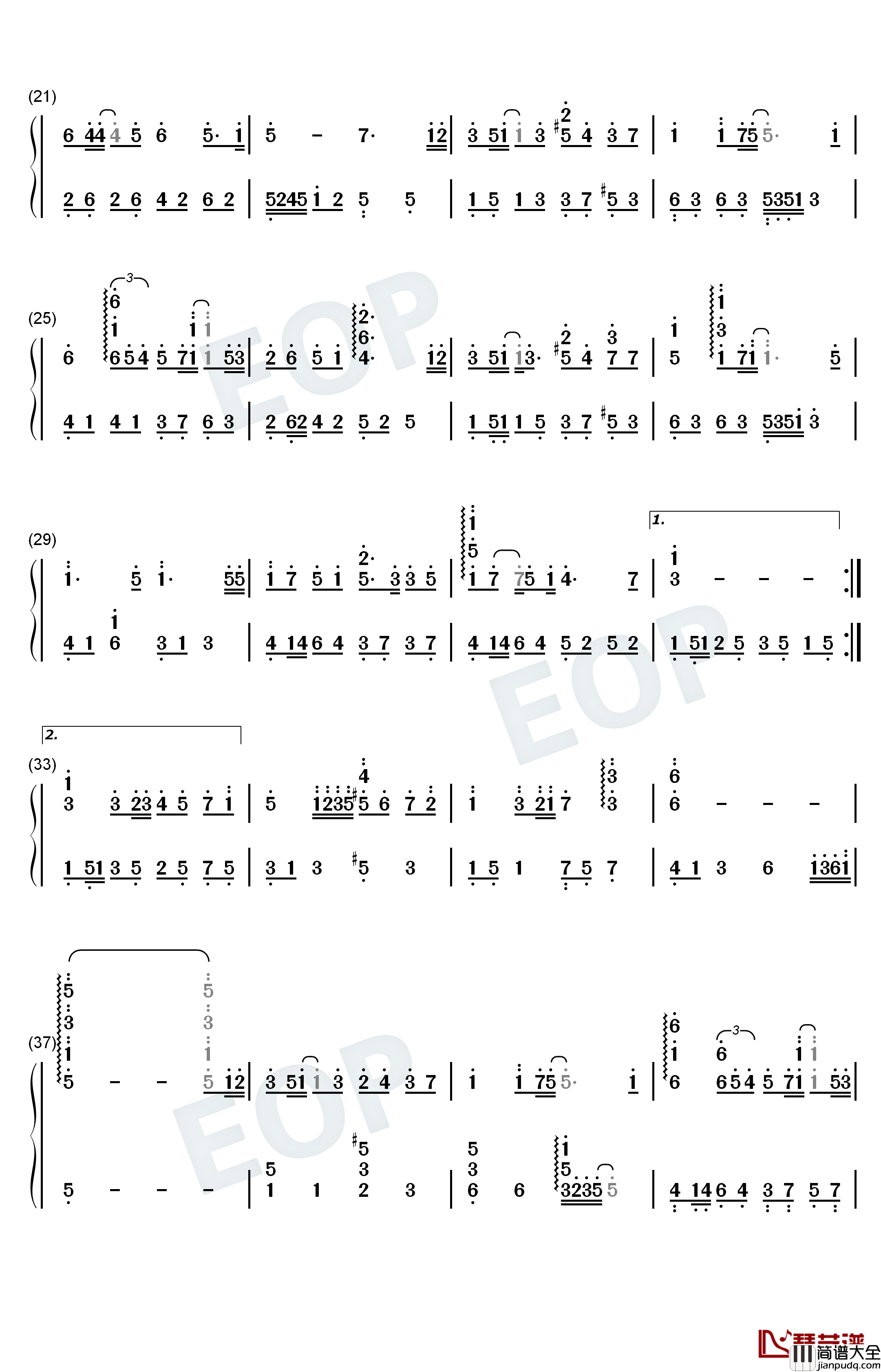 树洞钢琴简谱_数字双手_欧阳娜娜