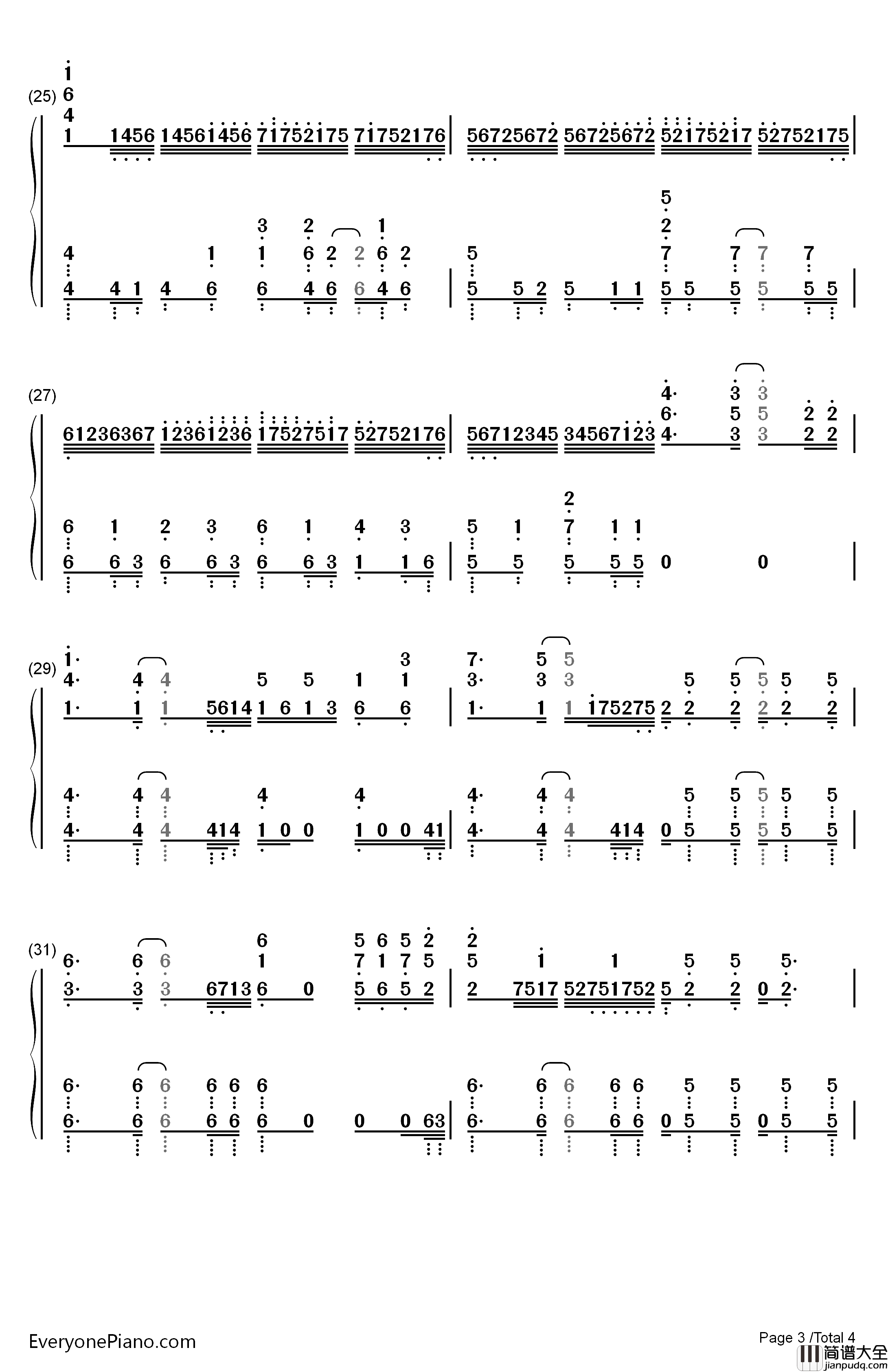 MUKANJYO钢琴简谱_数字双手_Survive_Said_The_Prophet
