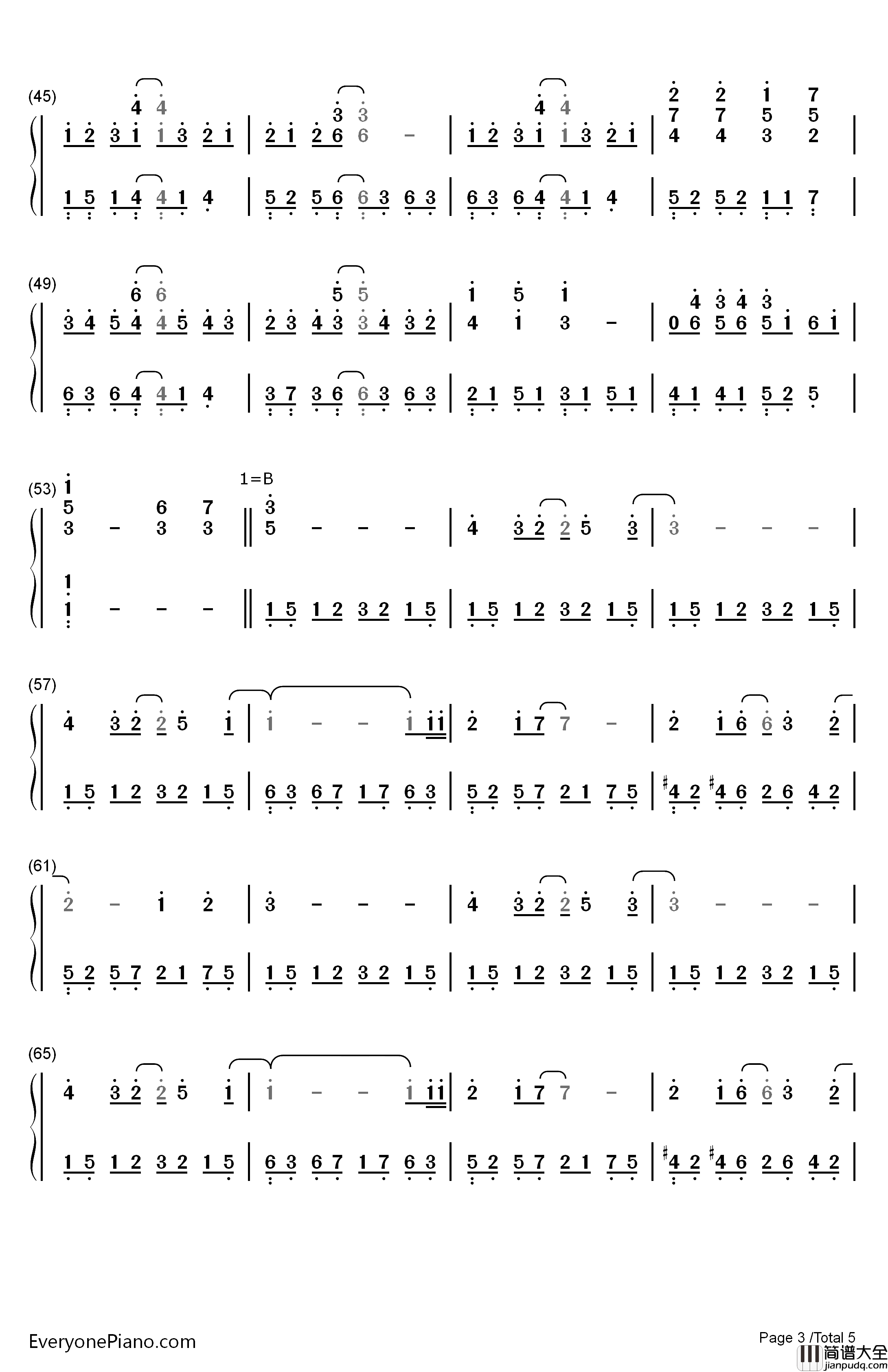 ひとつのハートで钢琴简谱_数字双手_三重野瞳