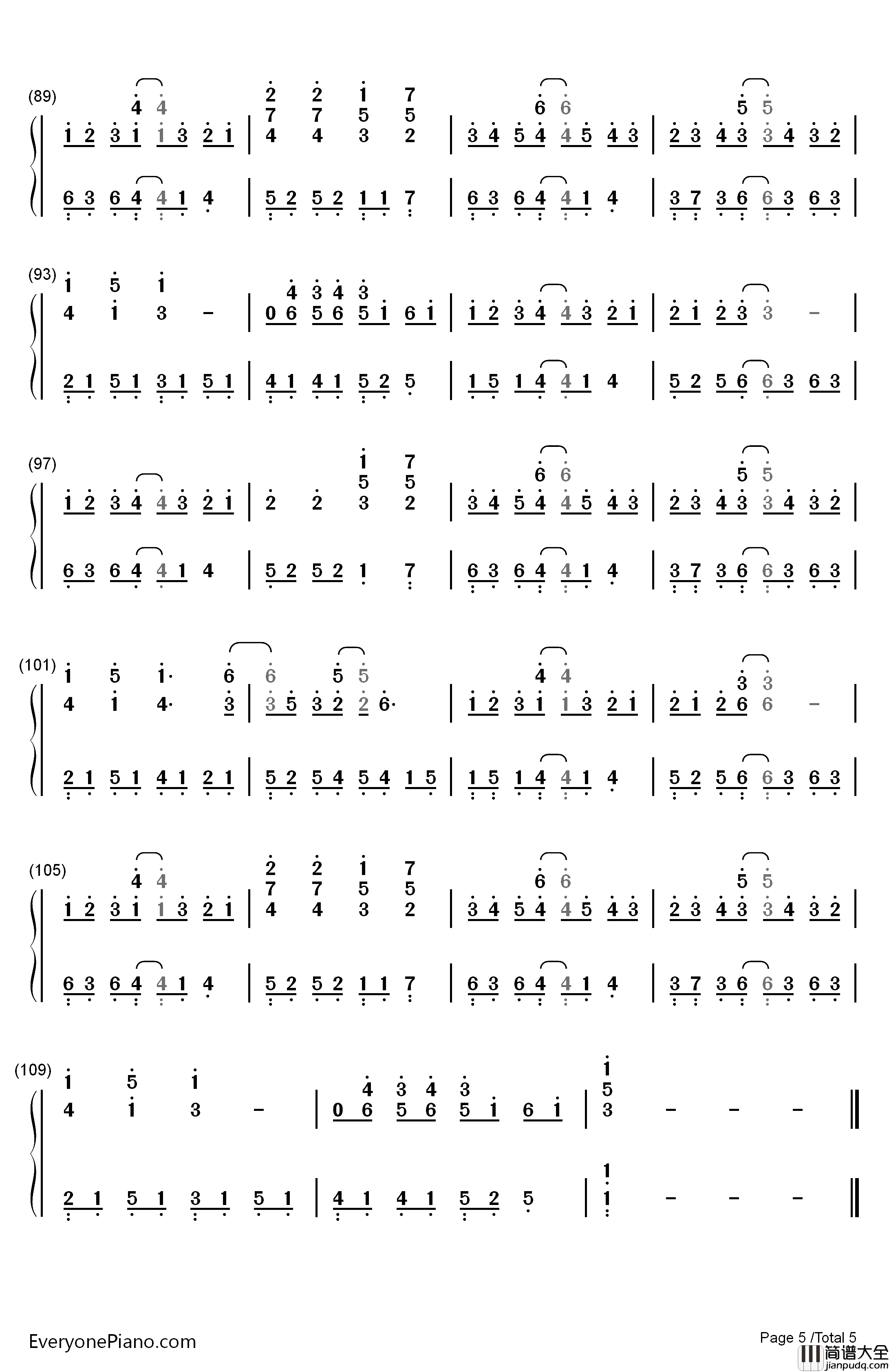 ひとつのハートで钢琴简谱_数字双手_三重野瞳
