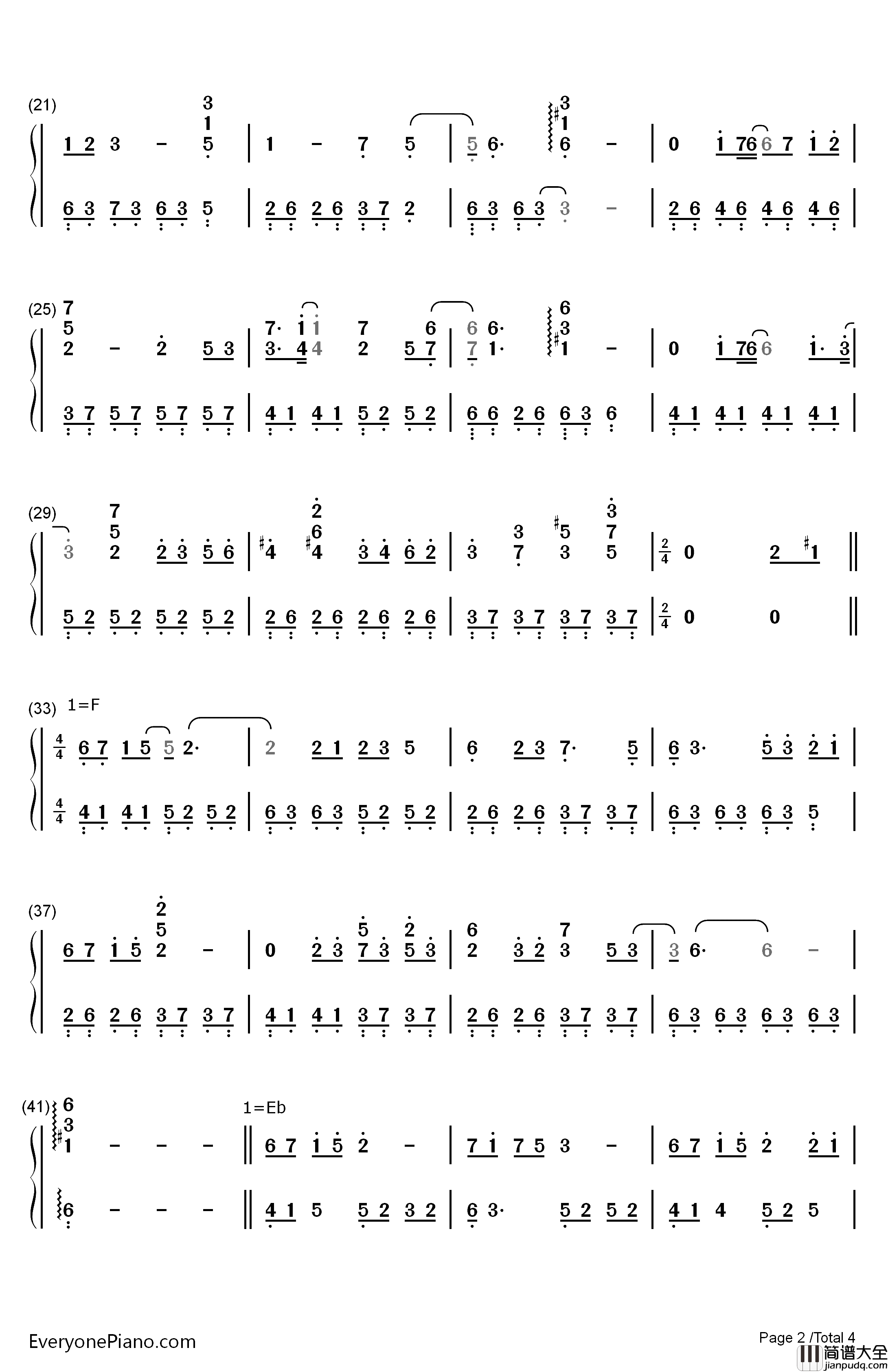 天涯钢琴简谱_数字双手_喵☆酱