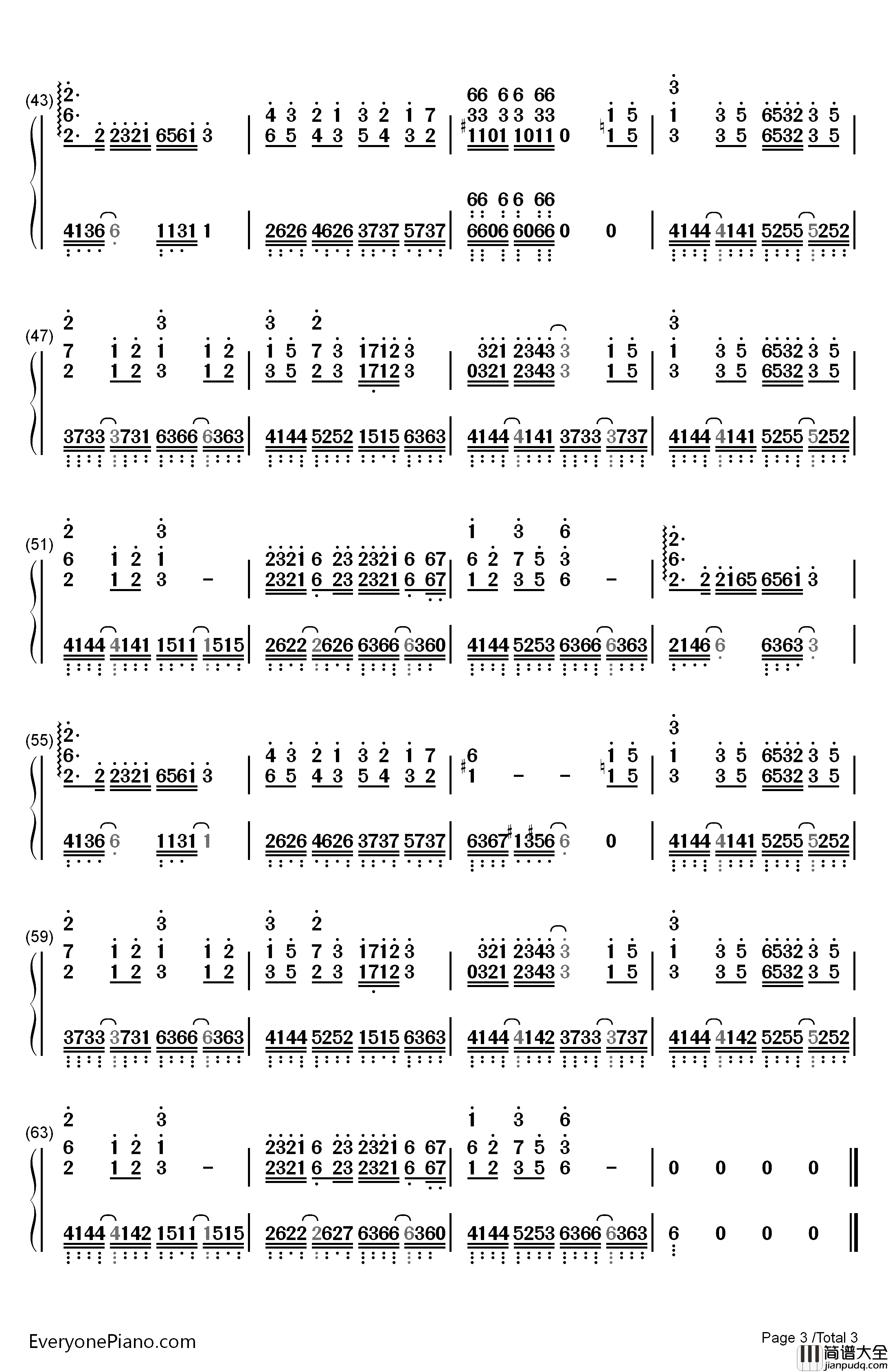 二羽鹤钢琴简谱_数字双手_野水伊织