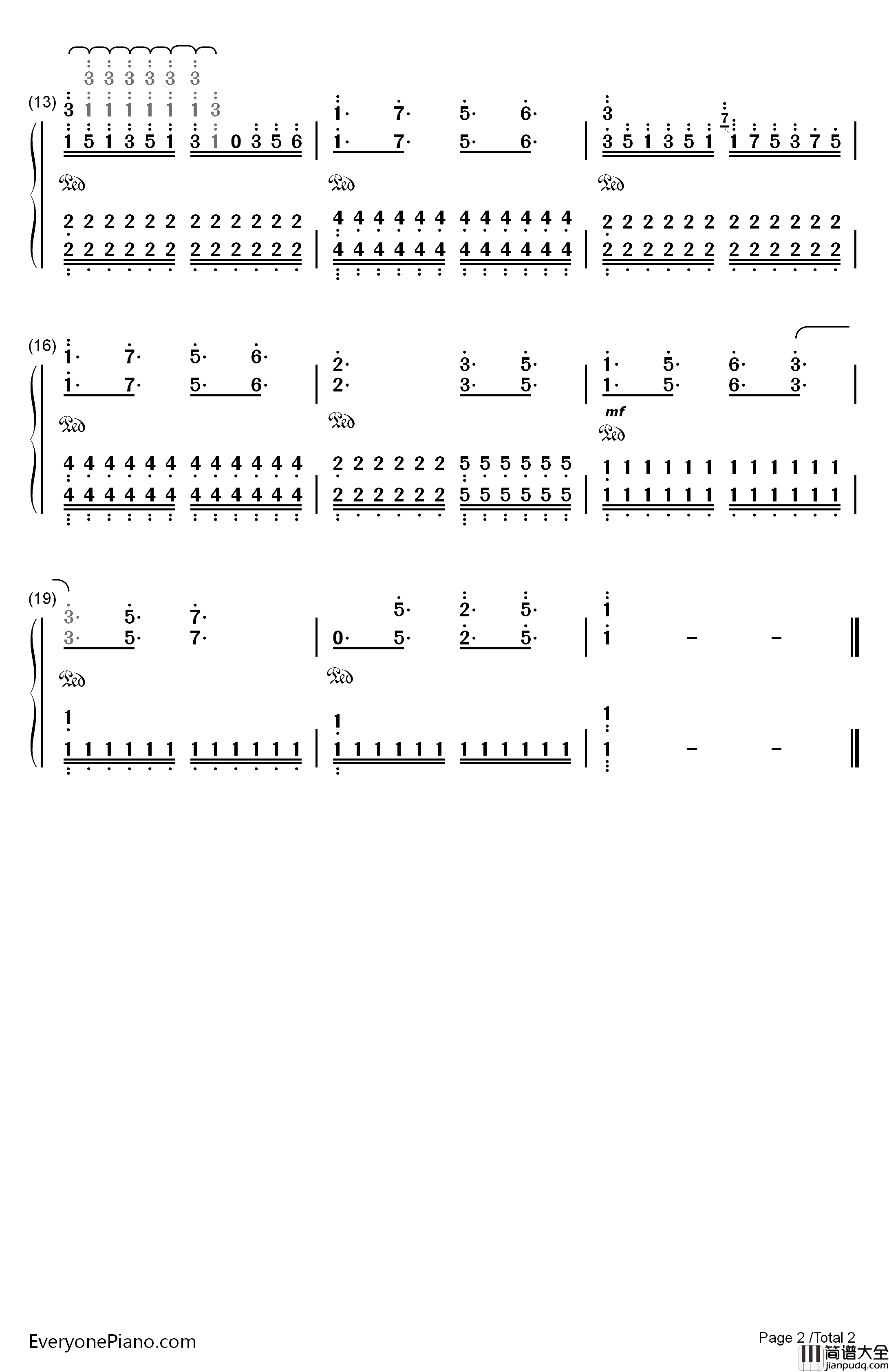 The_Ocean钢琴简谱_数字双手_猎豹移动公司