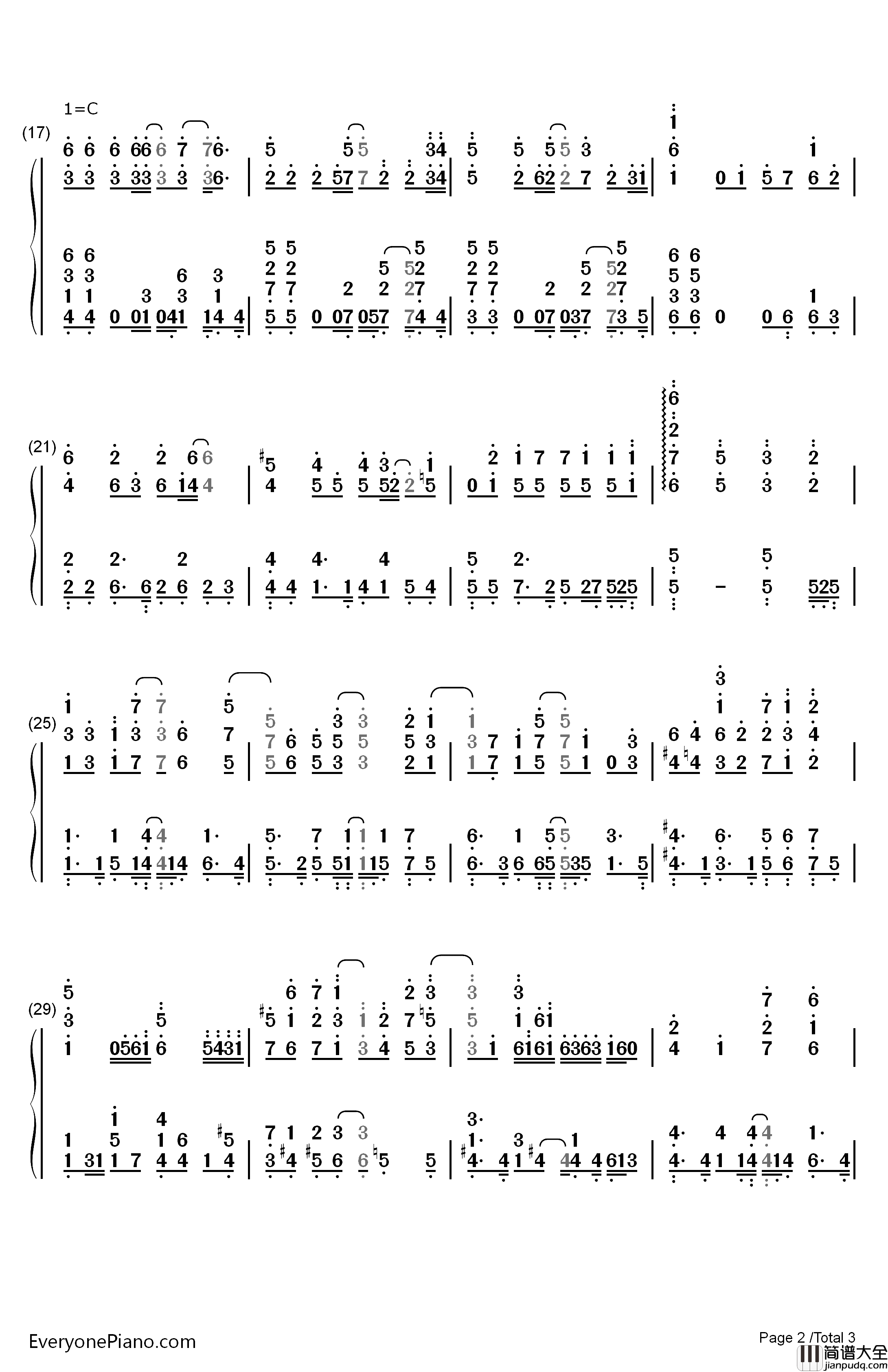 無謬の花钢琴简谱_数字双手_Mia_REGINA