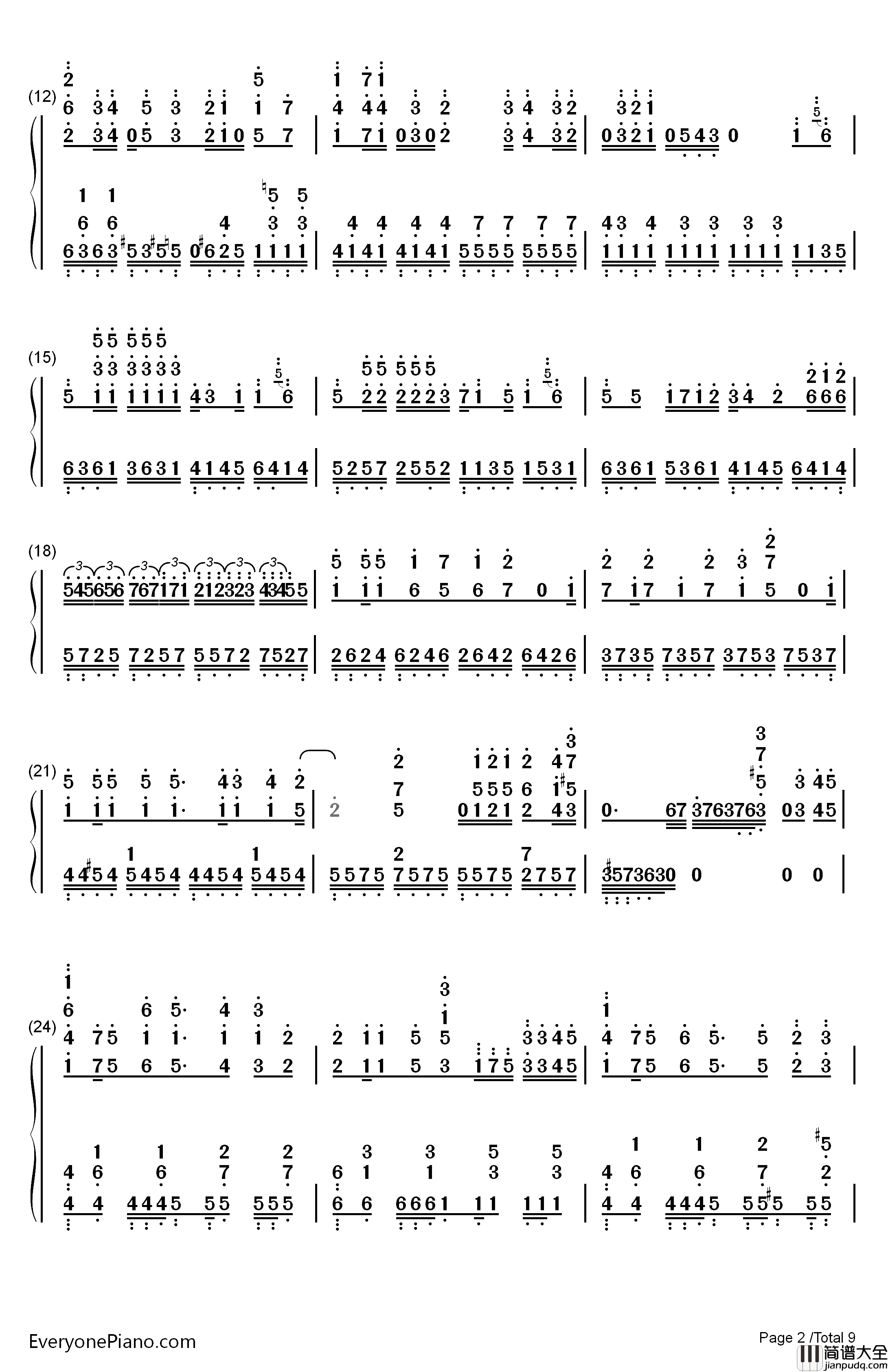 三色绘恋钢琴简谱_数字双手_Project_Lights