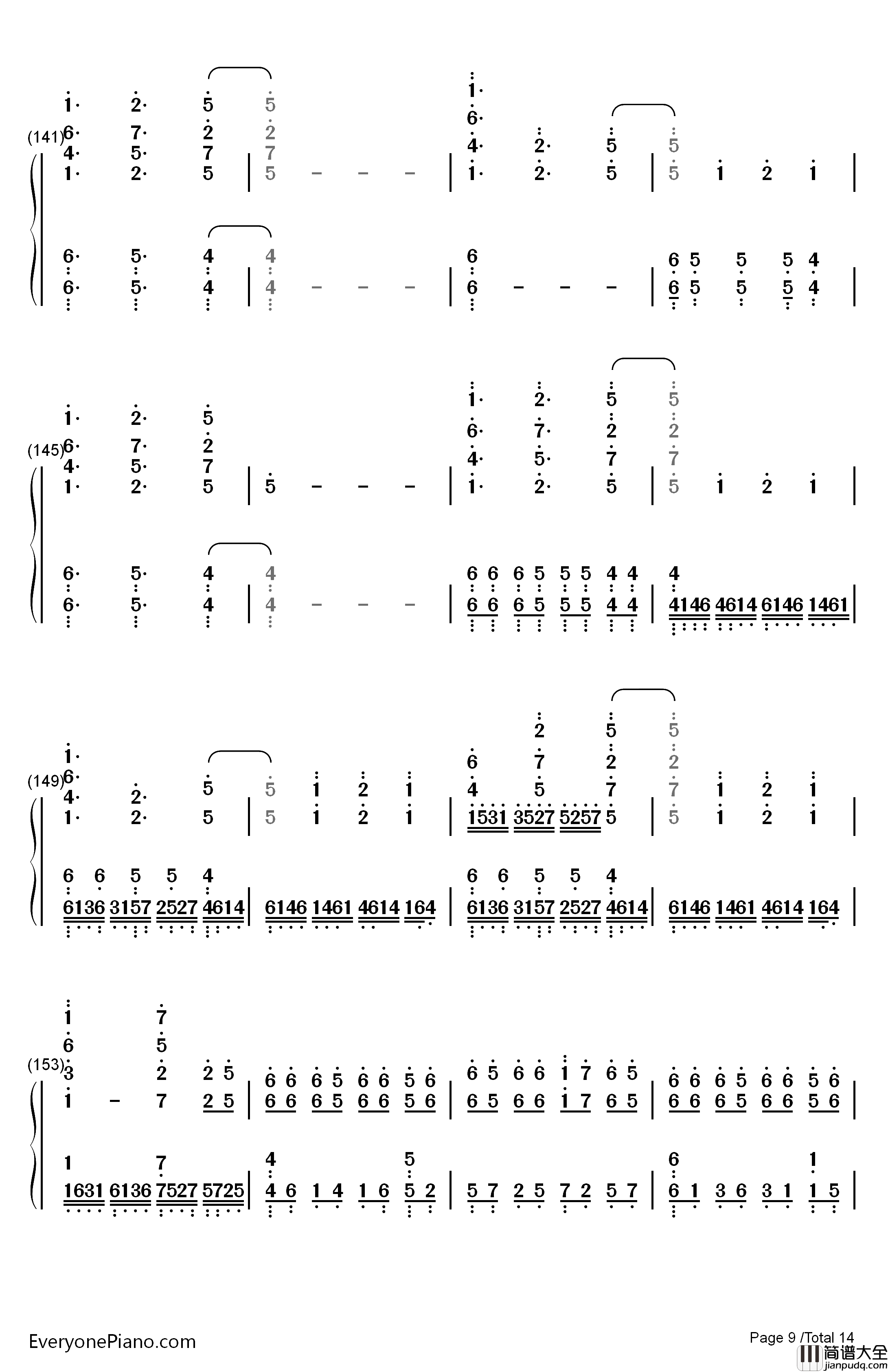 Neo钢琴简谱_数字双手_Roselia