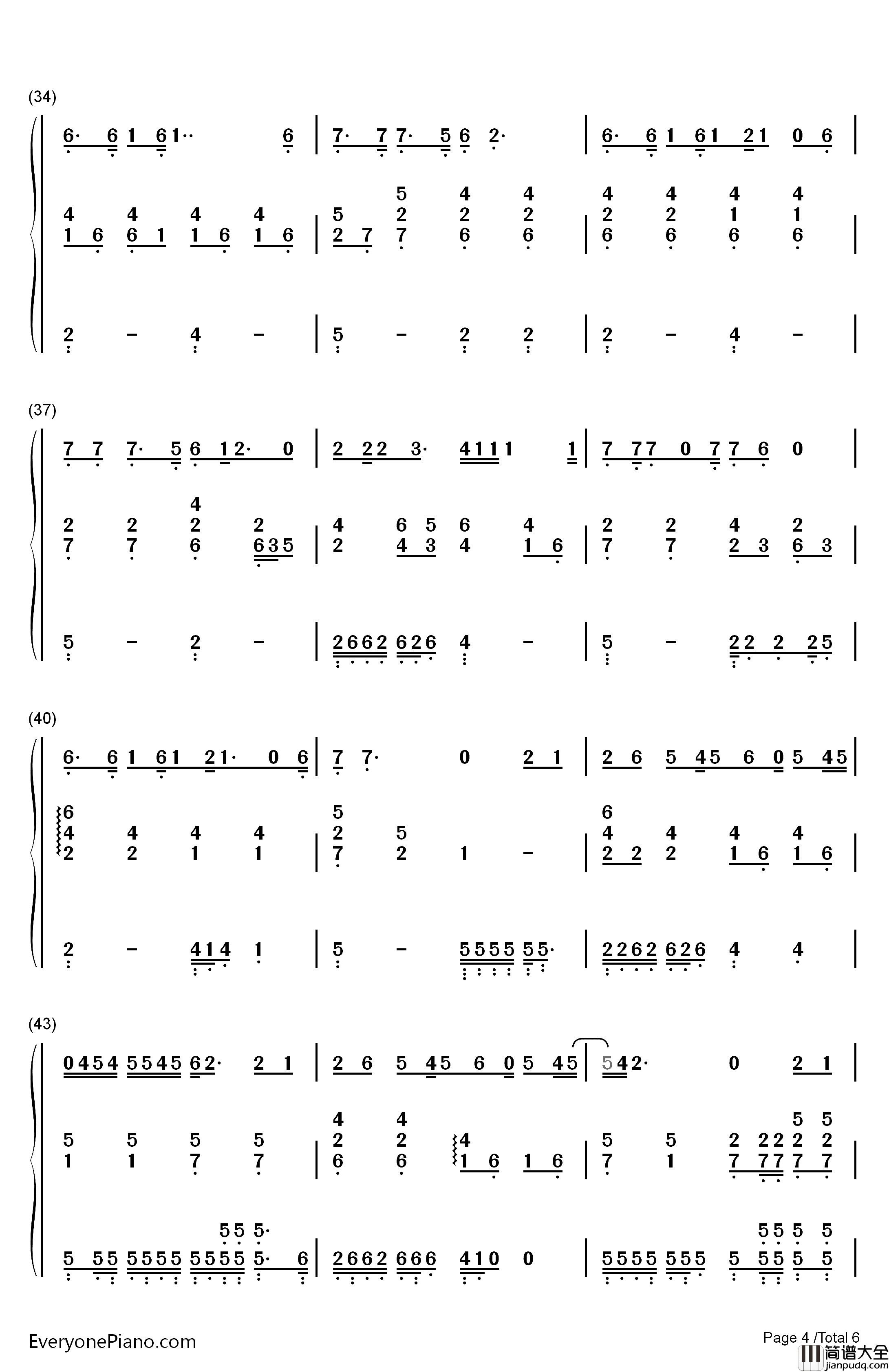 Let_You_Go钢琴简谱_数字双手_华晨宇