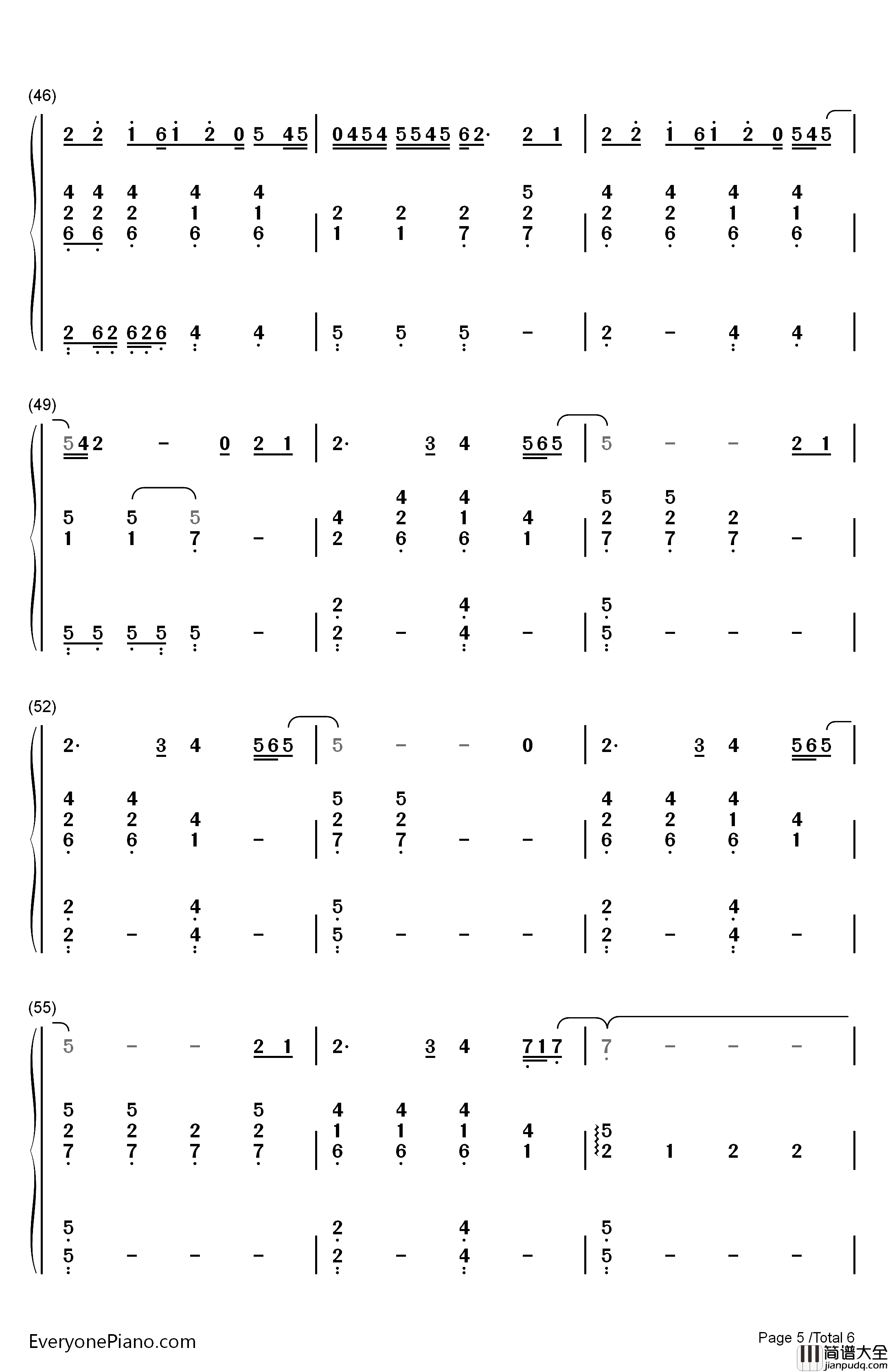 Let_You_Go钢琴简谱_数字双手_华晨宇