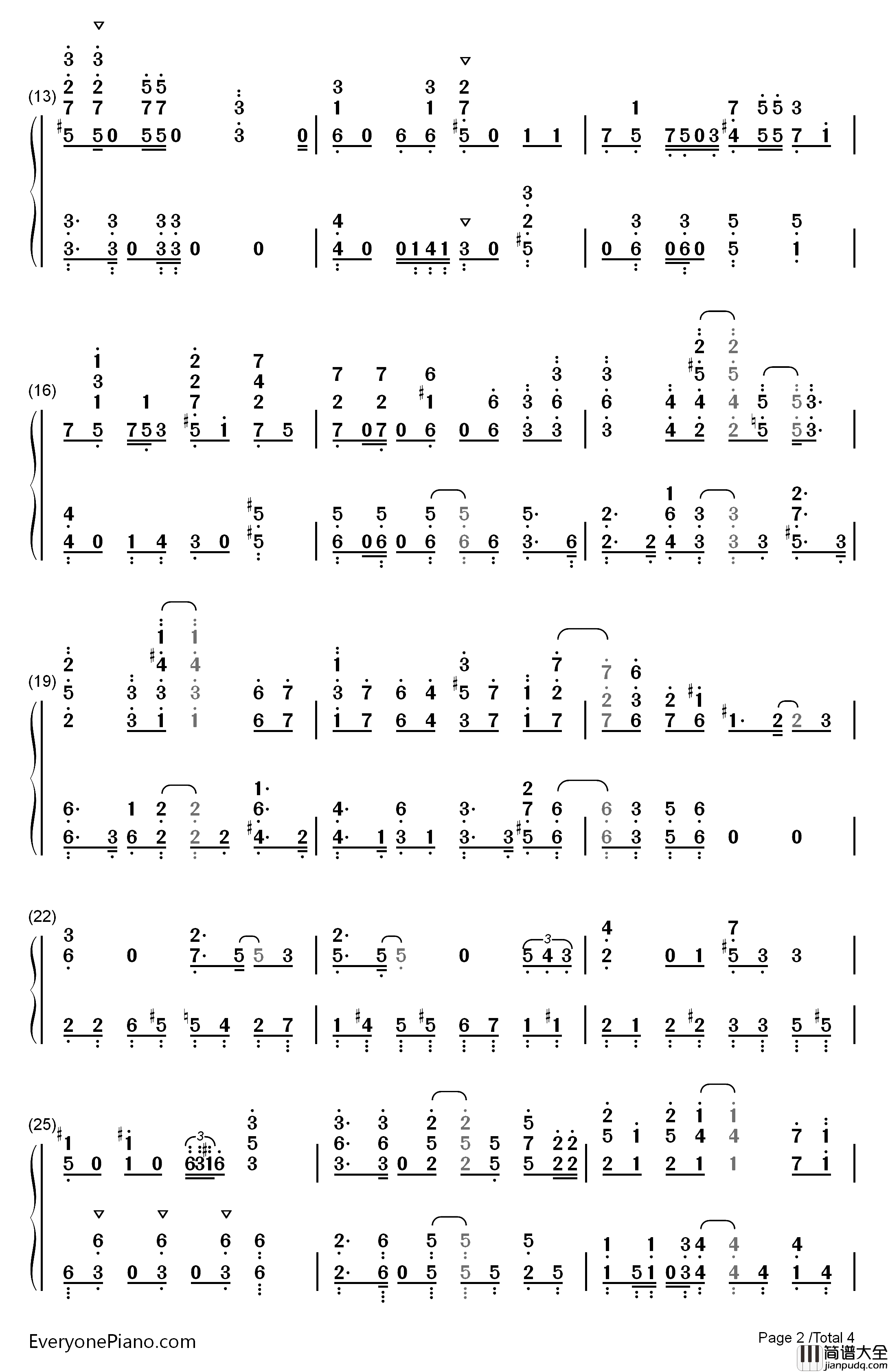 乐园都市钢琴简谱_数字双手_大石昌良