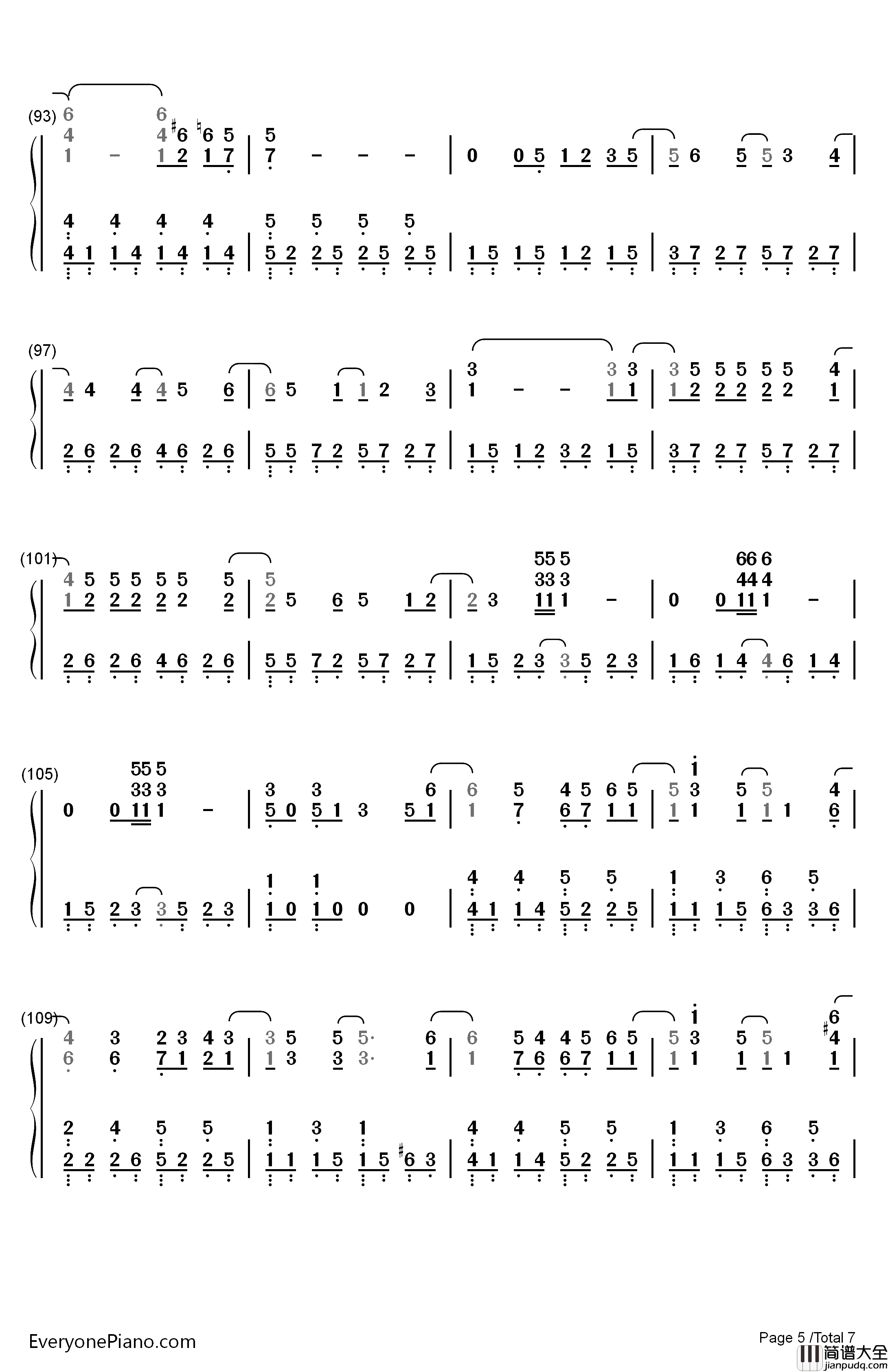 100万年の幸せ钢琴简谱_数字双手_桑田佳祐