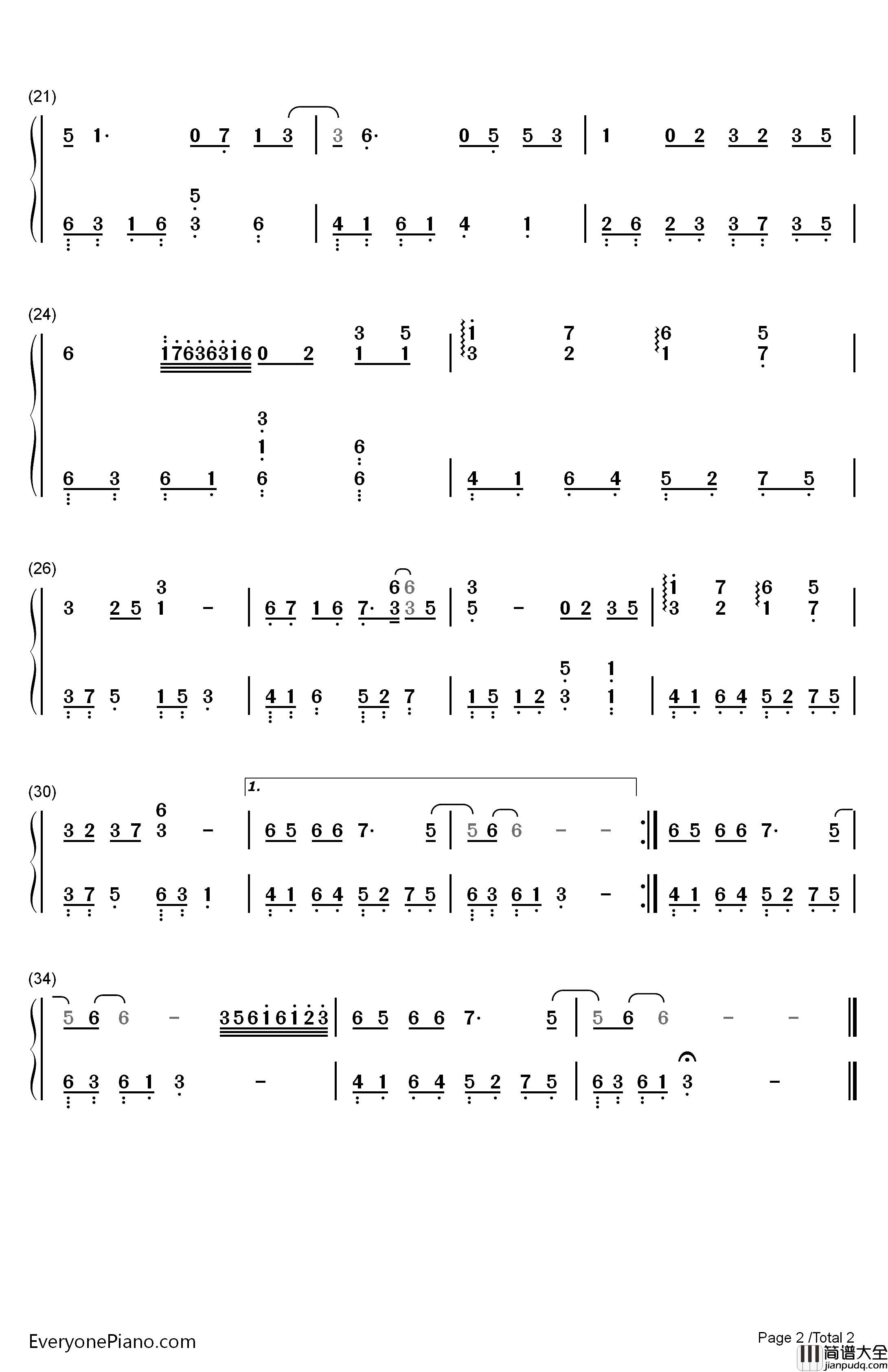 无羁钢琴简谱_数字双手_肖战_王一博