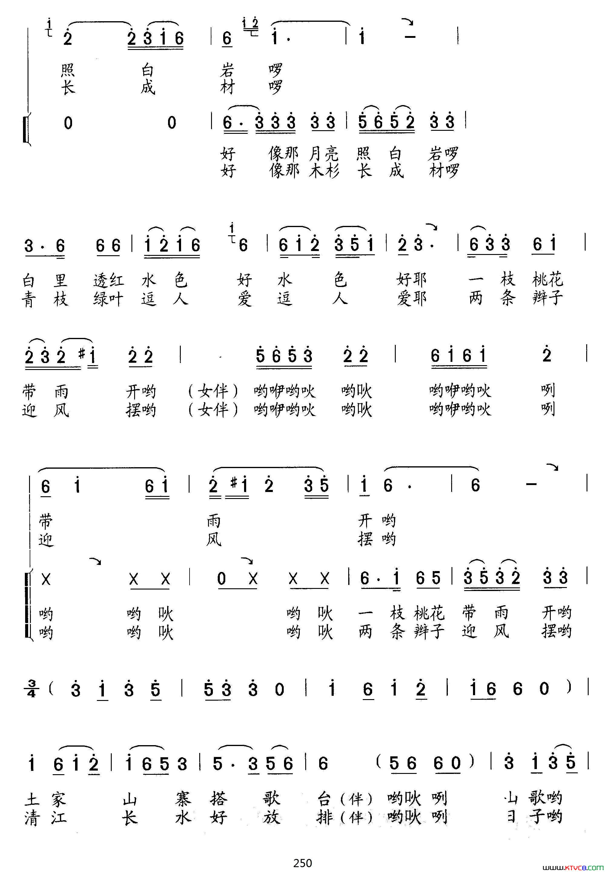 土家妹子长得乖独唱、伴唱简谱