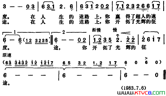 在人生的道路上献给张海迪的歌简谱