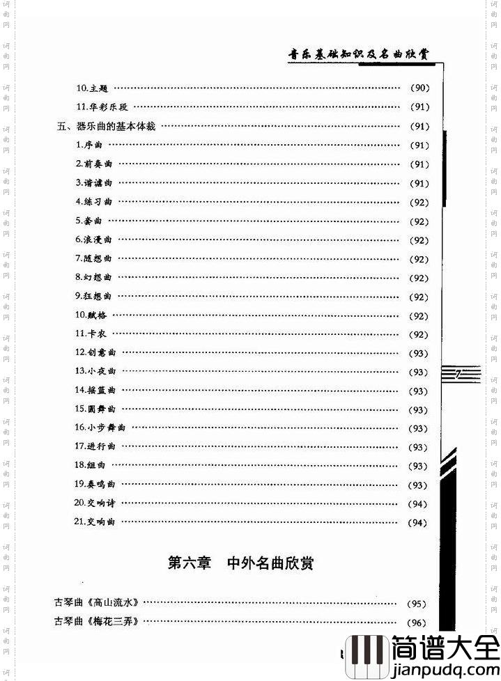 音乐基础知识及名曲欣赏目录1_60简谱