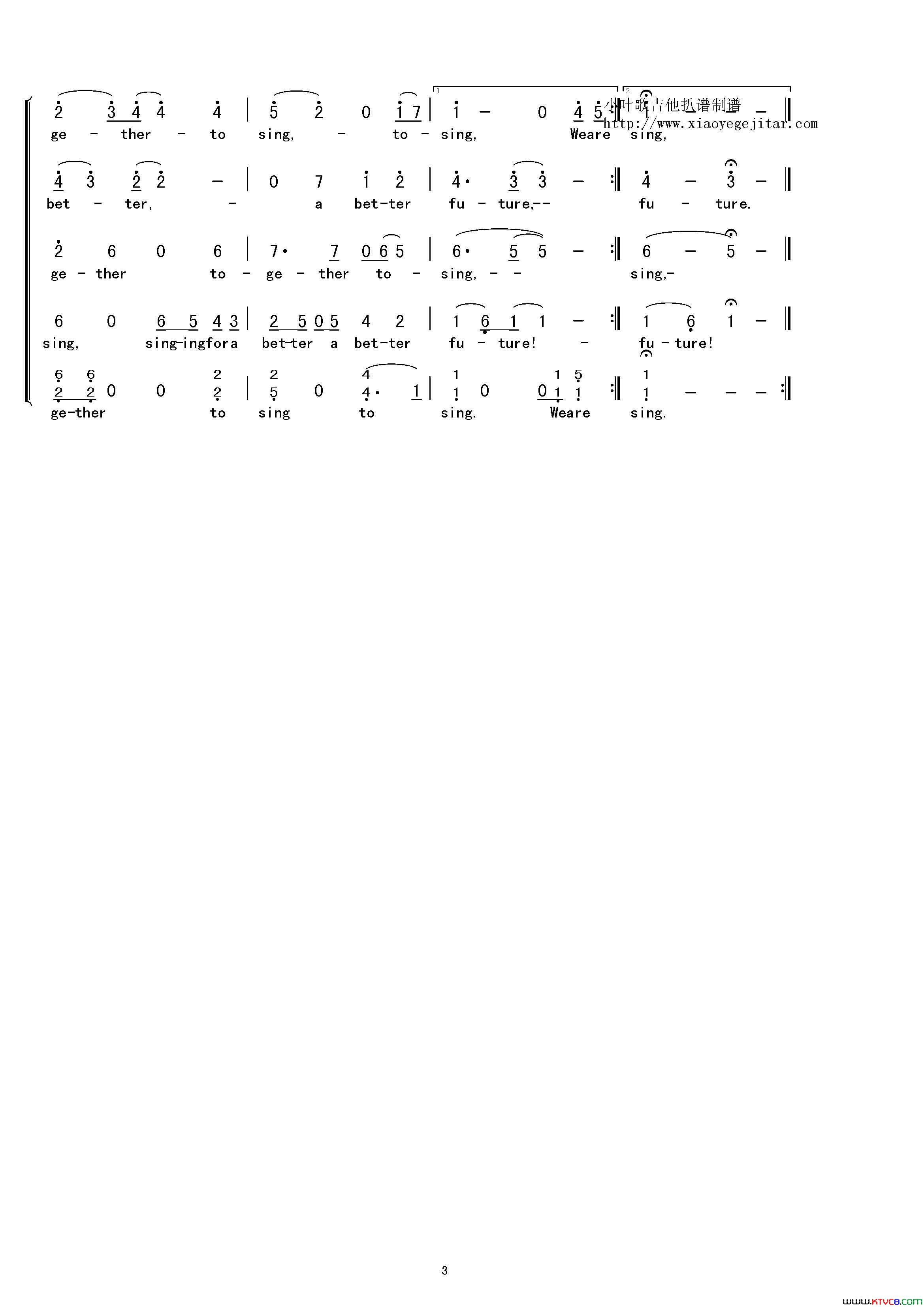 ComingtogethertosingSingingforabetterfuture简谱Coming_together_to_sing_Singing_for_a_better_future简谱简谱