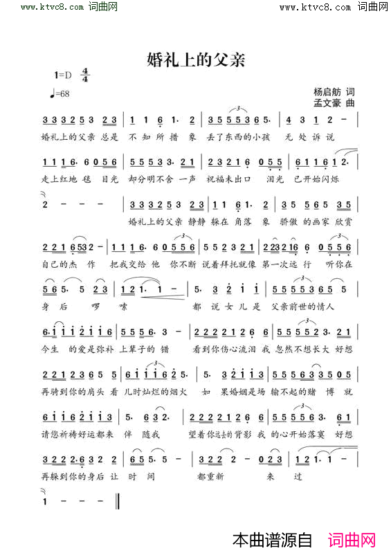 婚礼上的父亲简谱