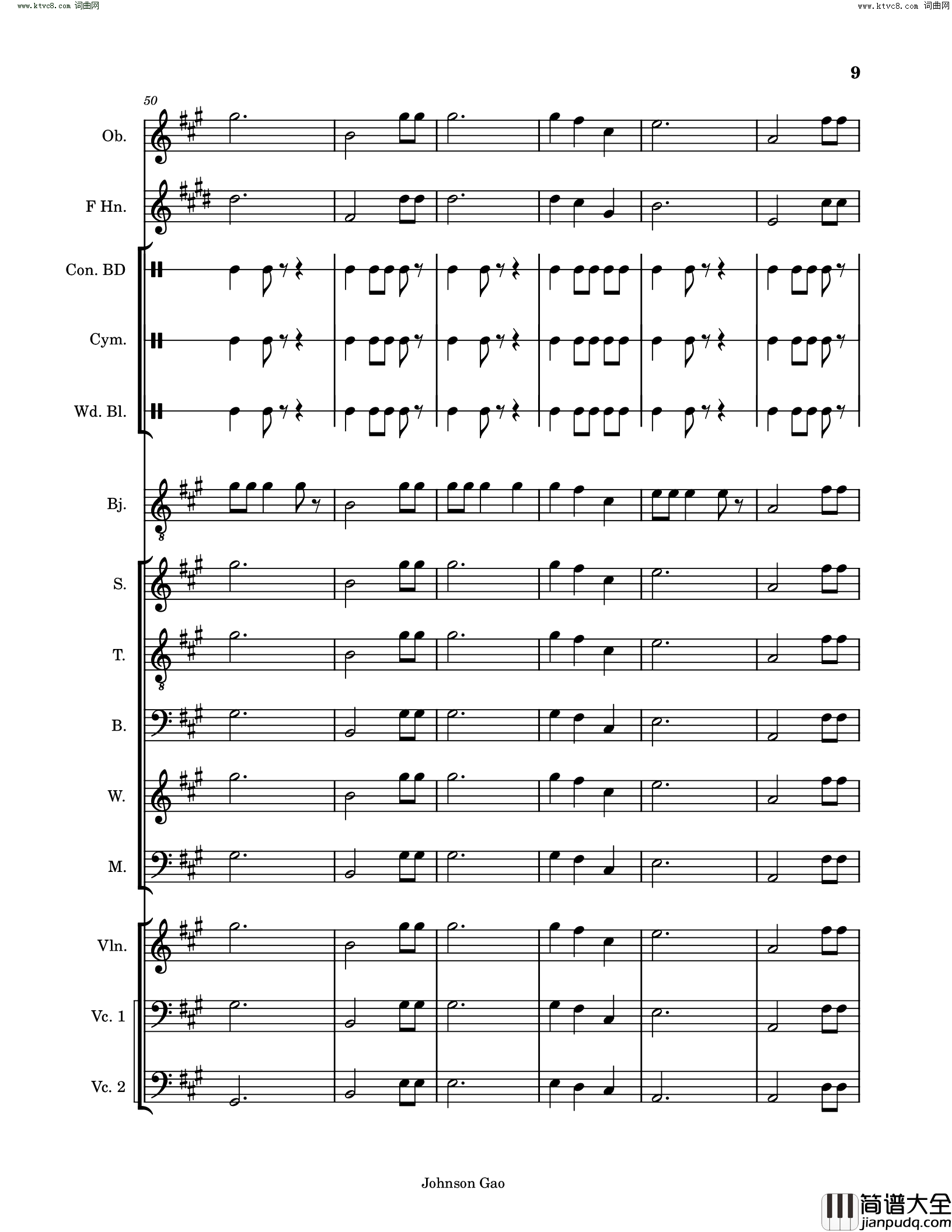 大风歌简谱_Johnson_Gao曲谱