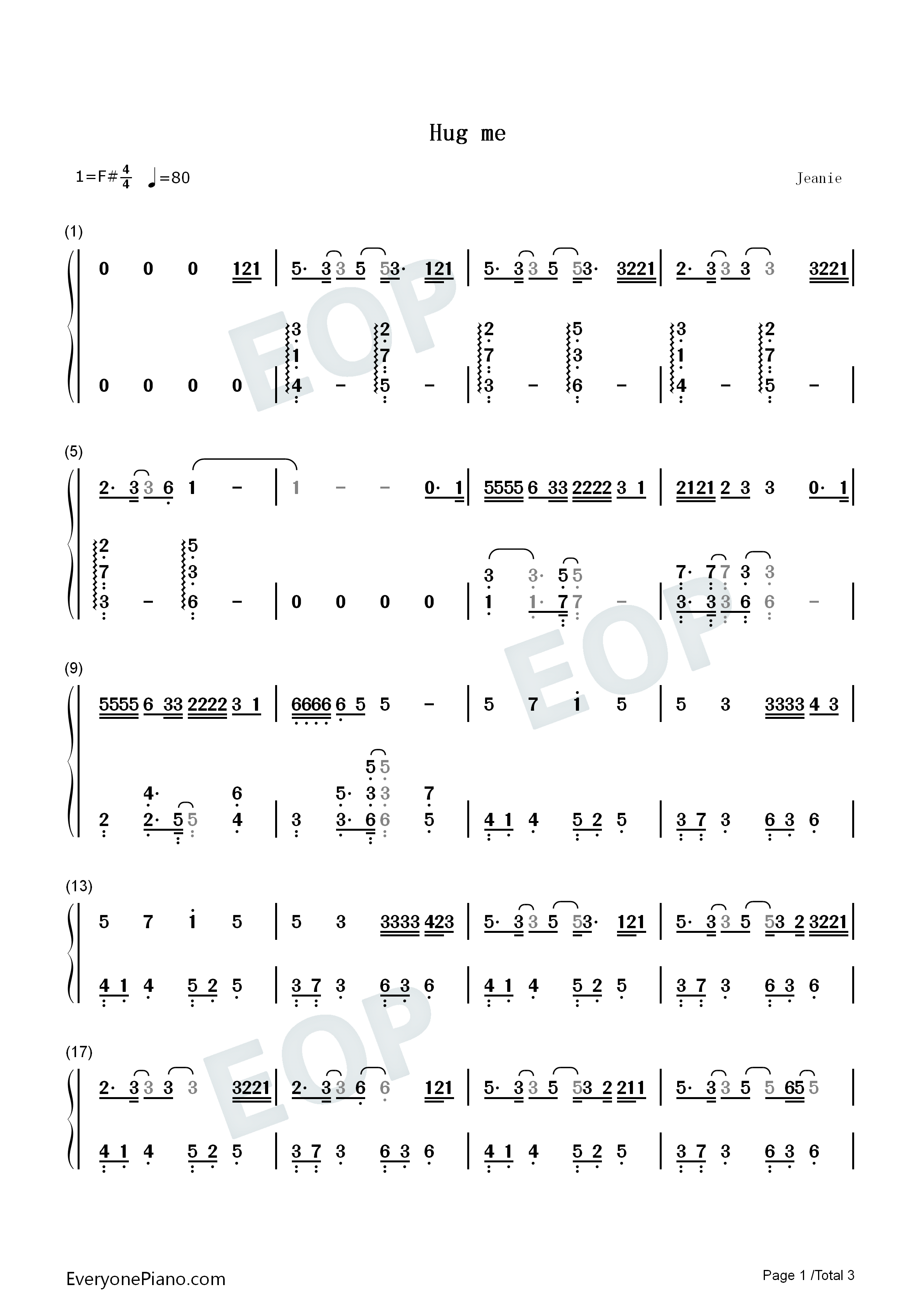 Hug_Me钢琴简谱_蔡徐坤演唱