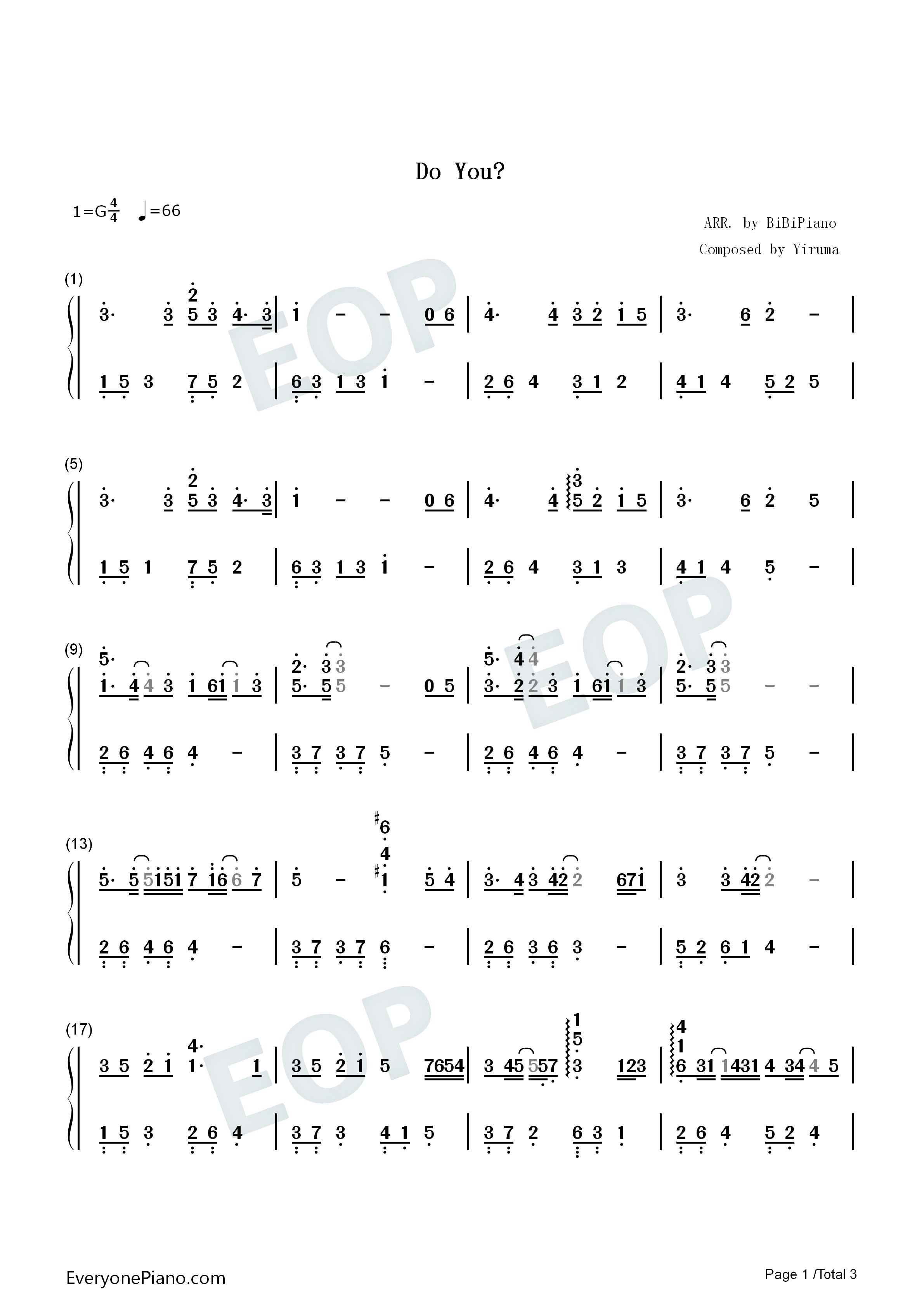 Do_You钢琴简谱_李闰珉_Yiruma演唱