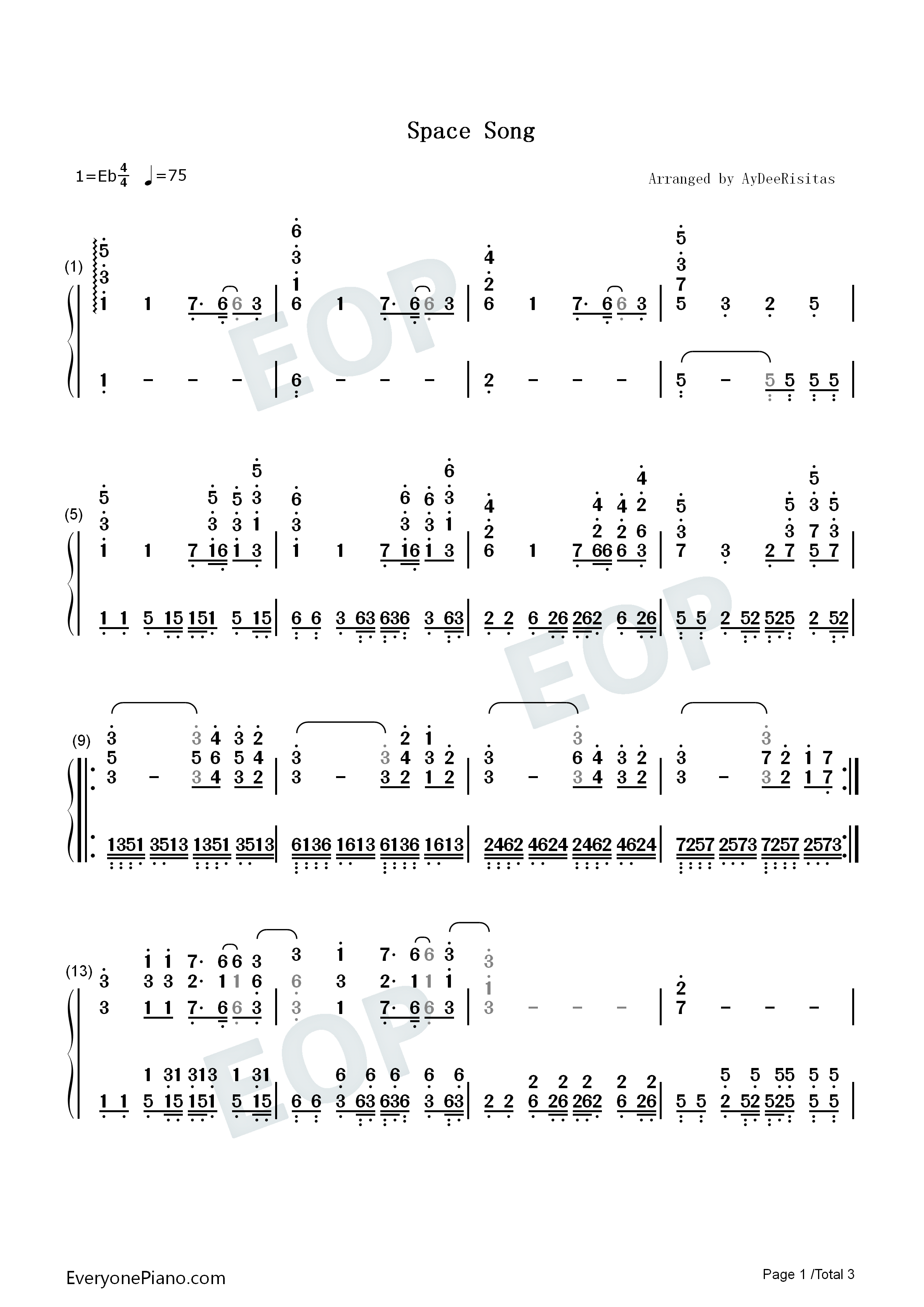 Space_Song钢琴简谱_Beach_House演唱