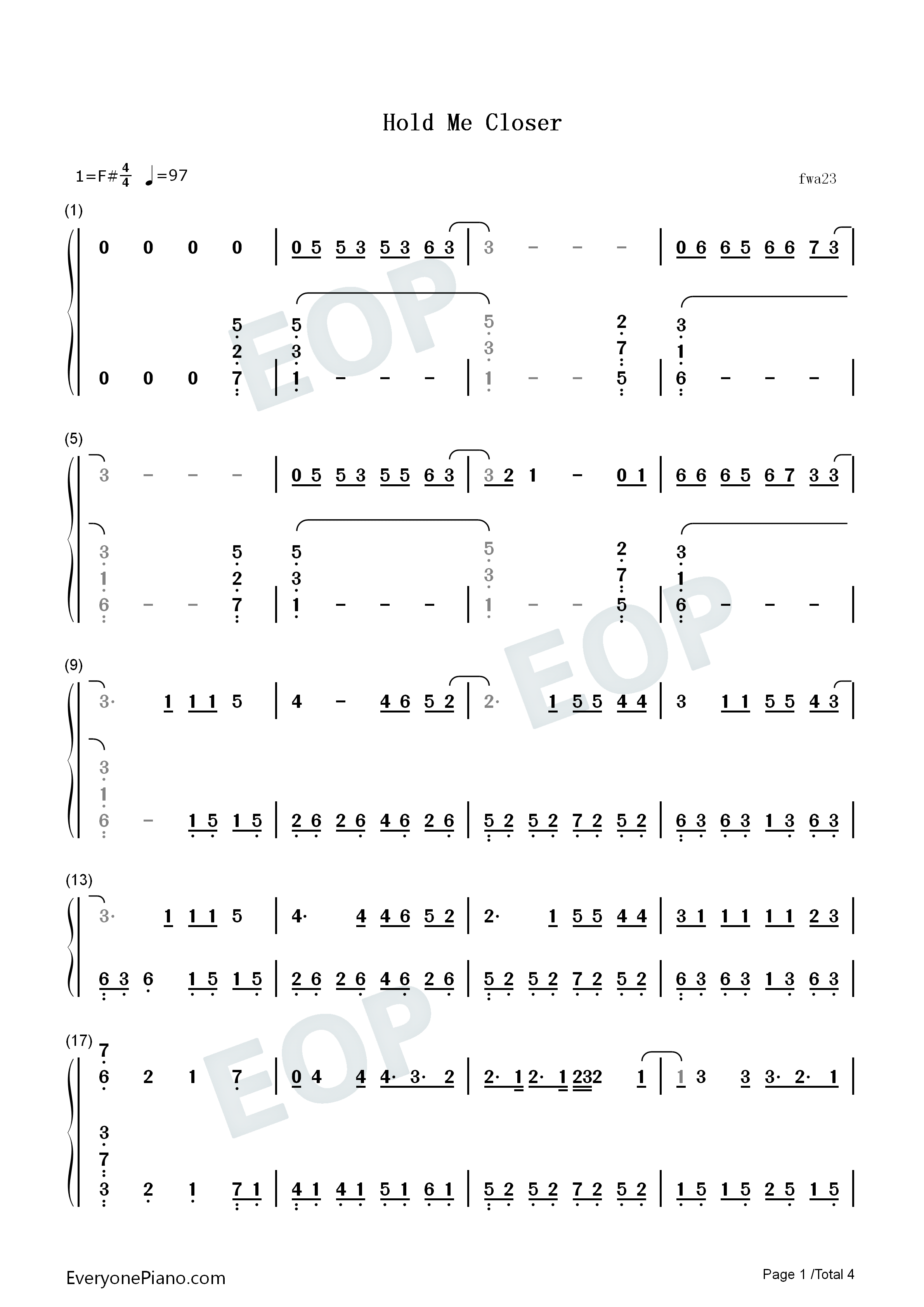 Hold_Me_Closer钢琴简谱_Cornelia_Jakobs演唱