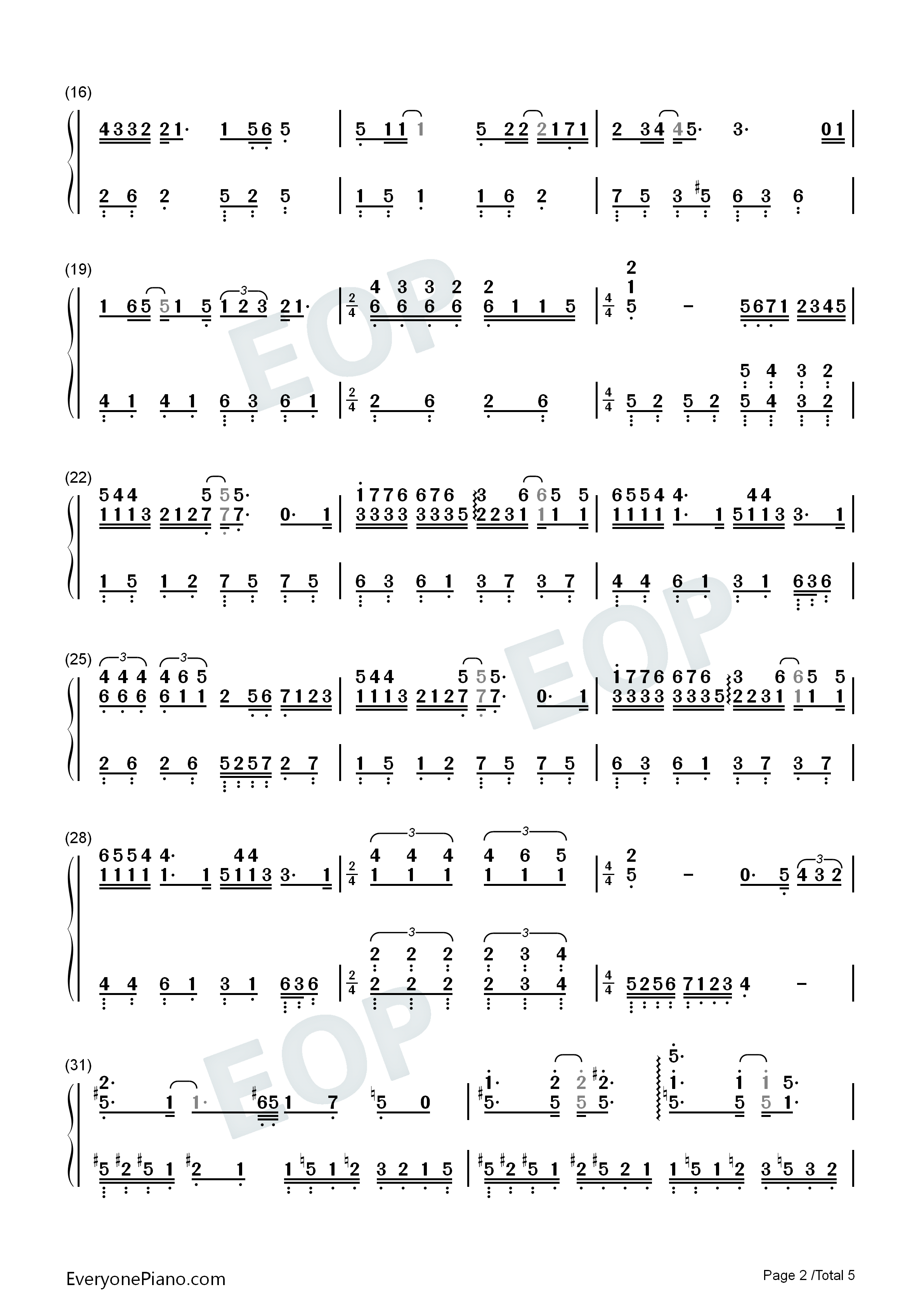 婚礼的祝福钢琴简谱_陈奕迅演唱