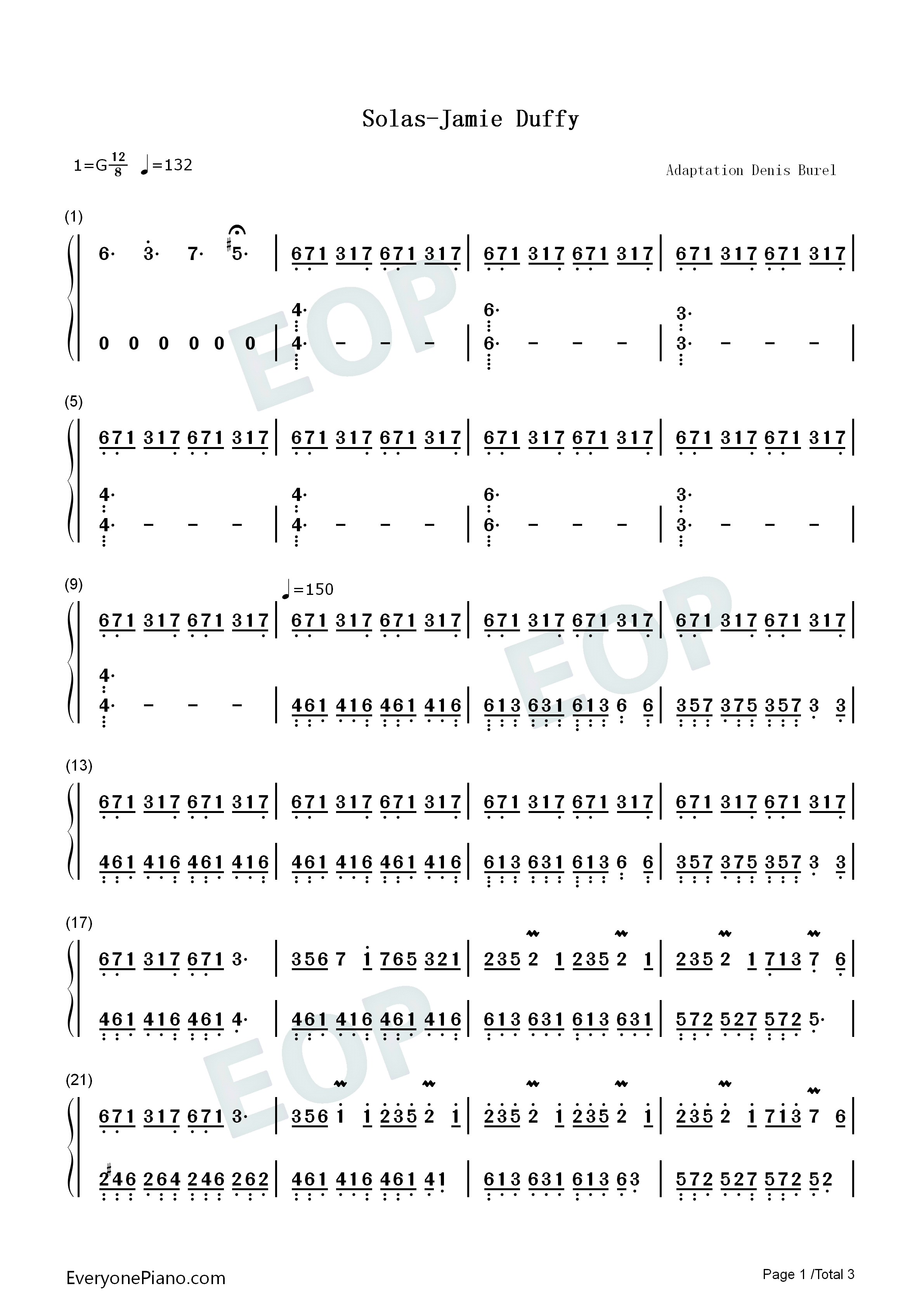 Solas钢琴简谱_Jamie_Duffy演唱