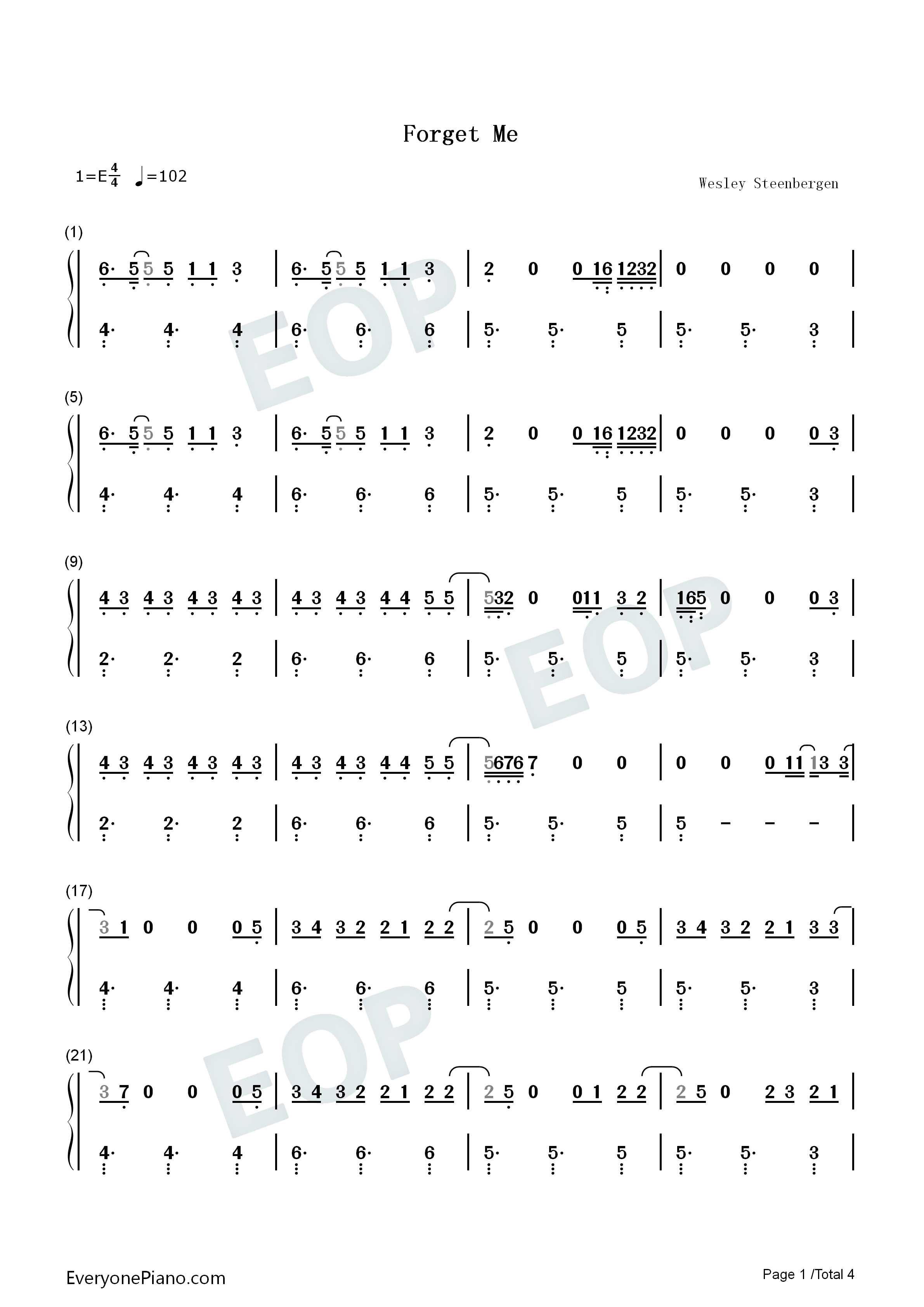 Forget_Me钢琴简谱_Lewis_Capaldi演唱