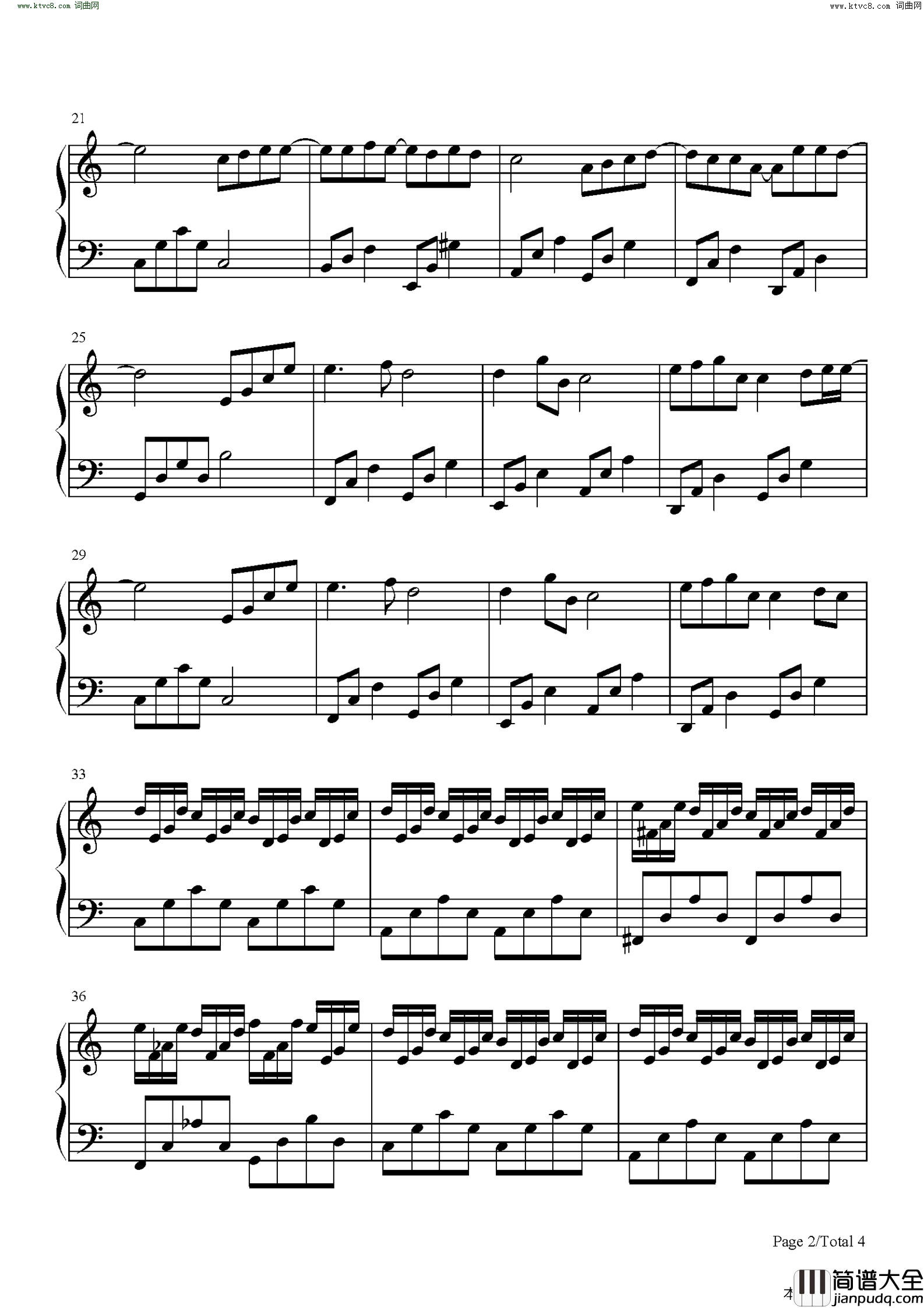 蒲公英的约定简谱_周杰伦演唱