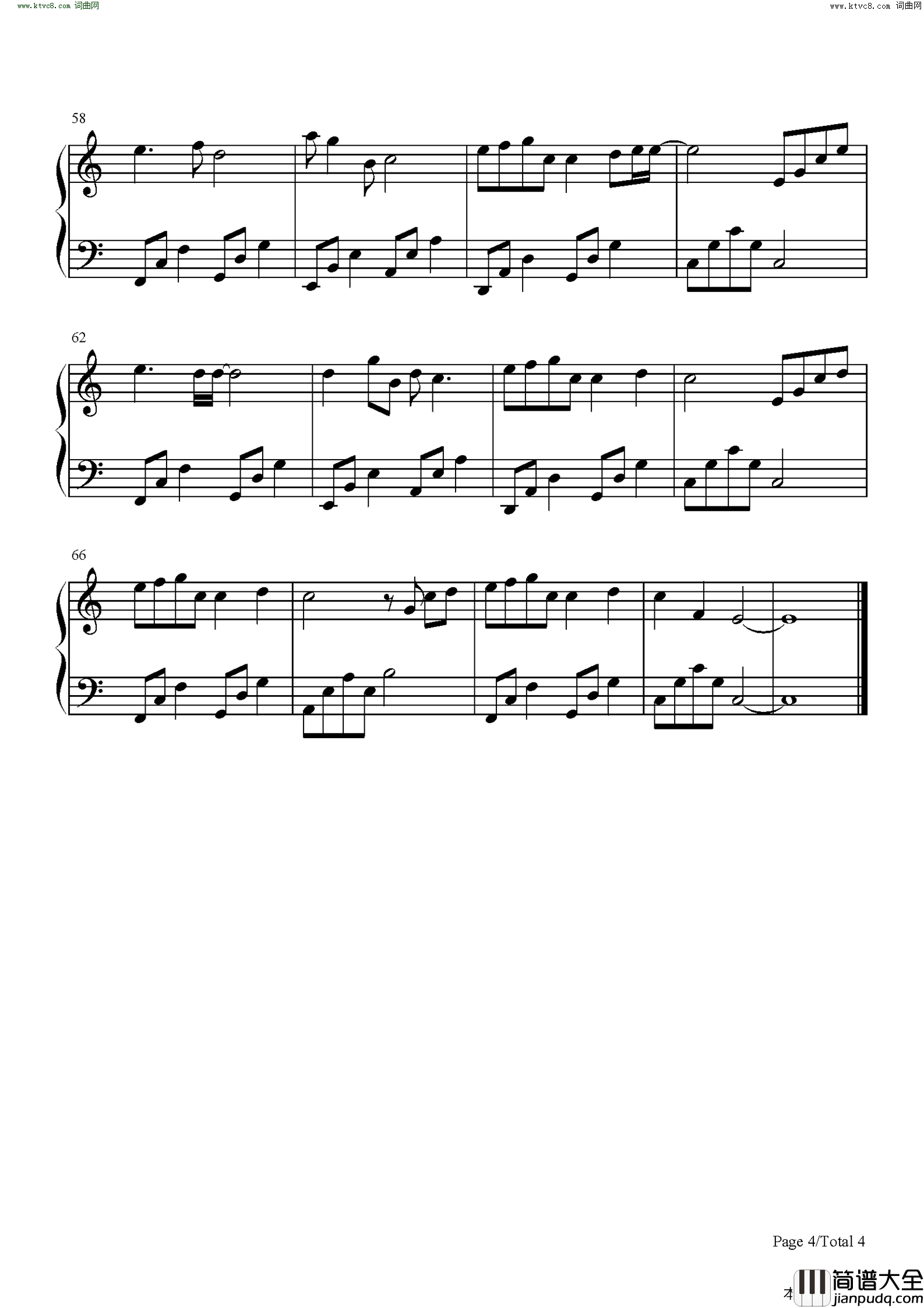 蒲公英的约定简谱_周杰伦演唱