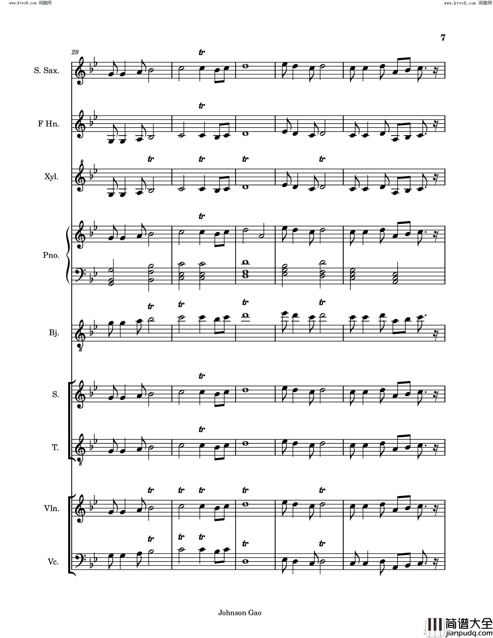 大海人生百字歌Sea_and_Life简谱_Johnson_Gao曲谱