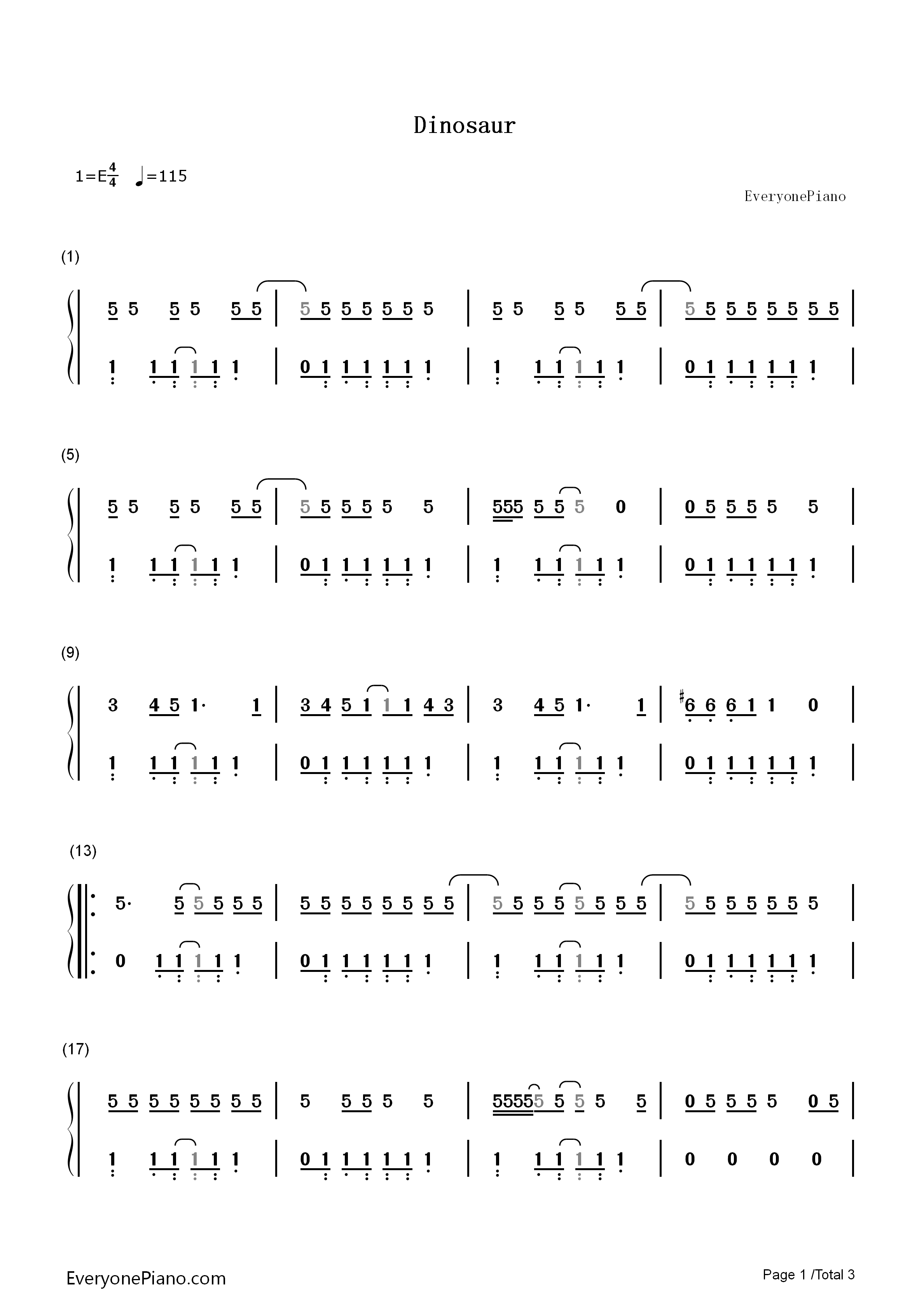 Dinosaur钢琴简谱_Kesha演唱