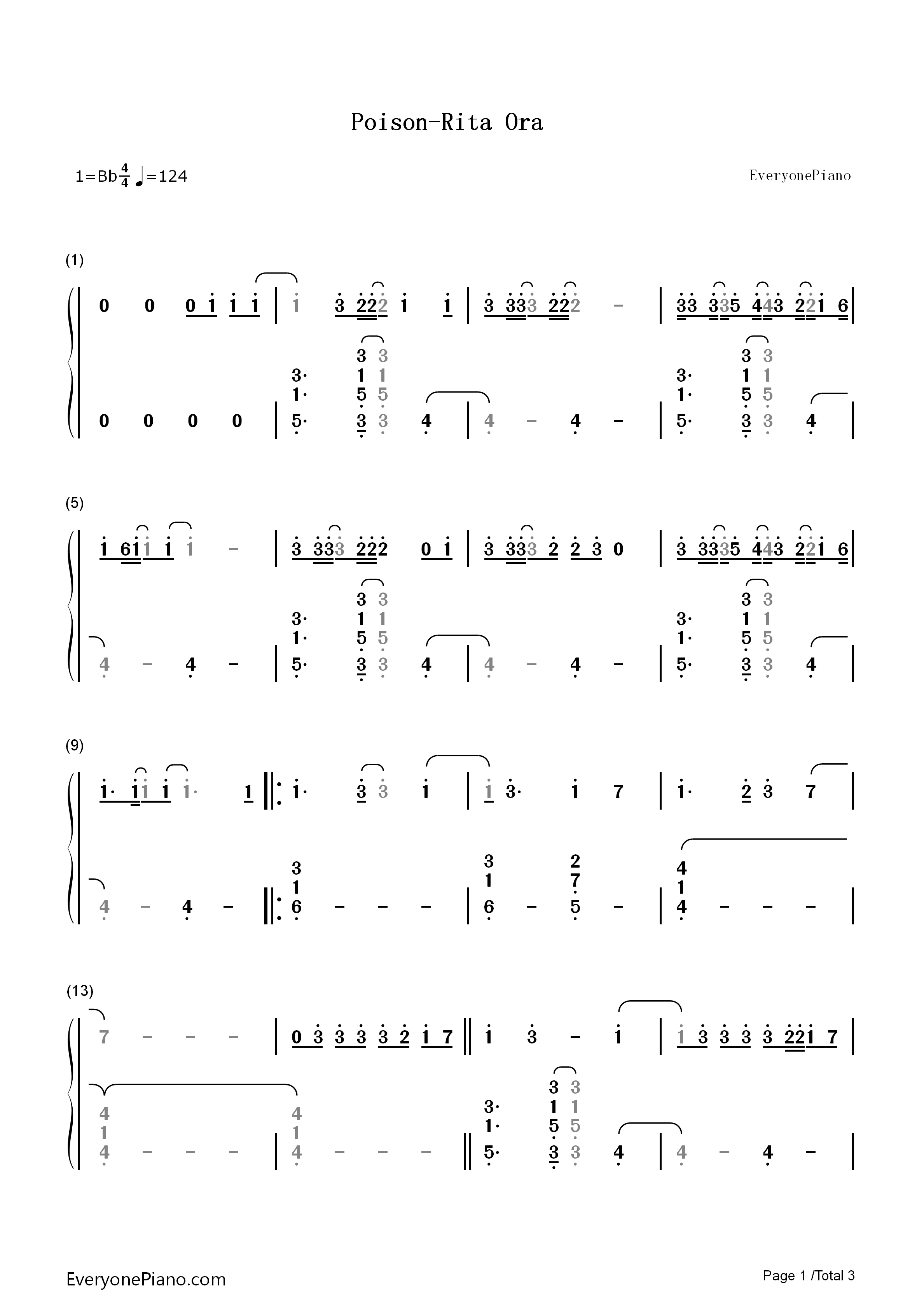 Poison钢琴简谱_Rita_Ora演唱