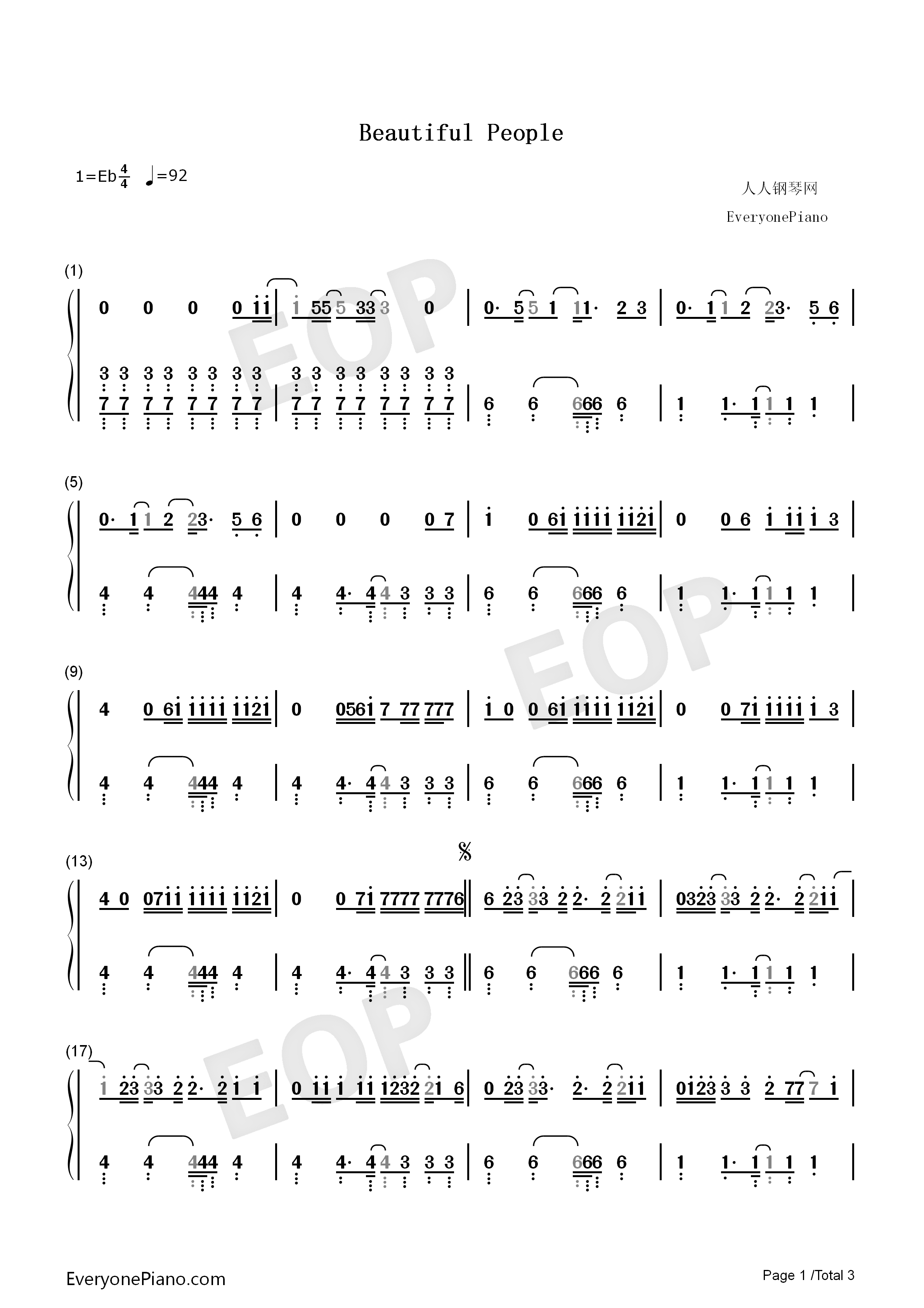 Beautiful_People钢琴简谱_Ed_Sheeran_Khalid演唱