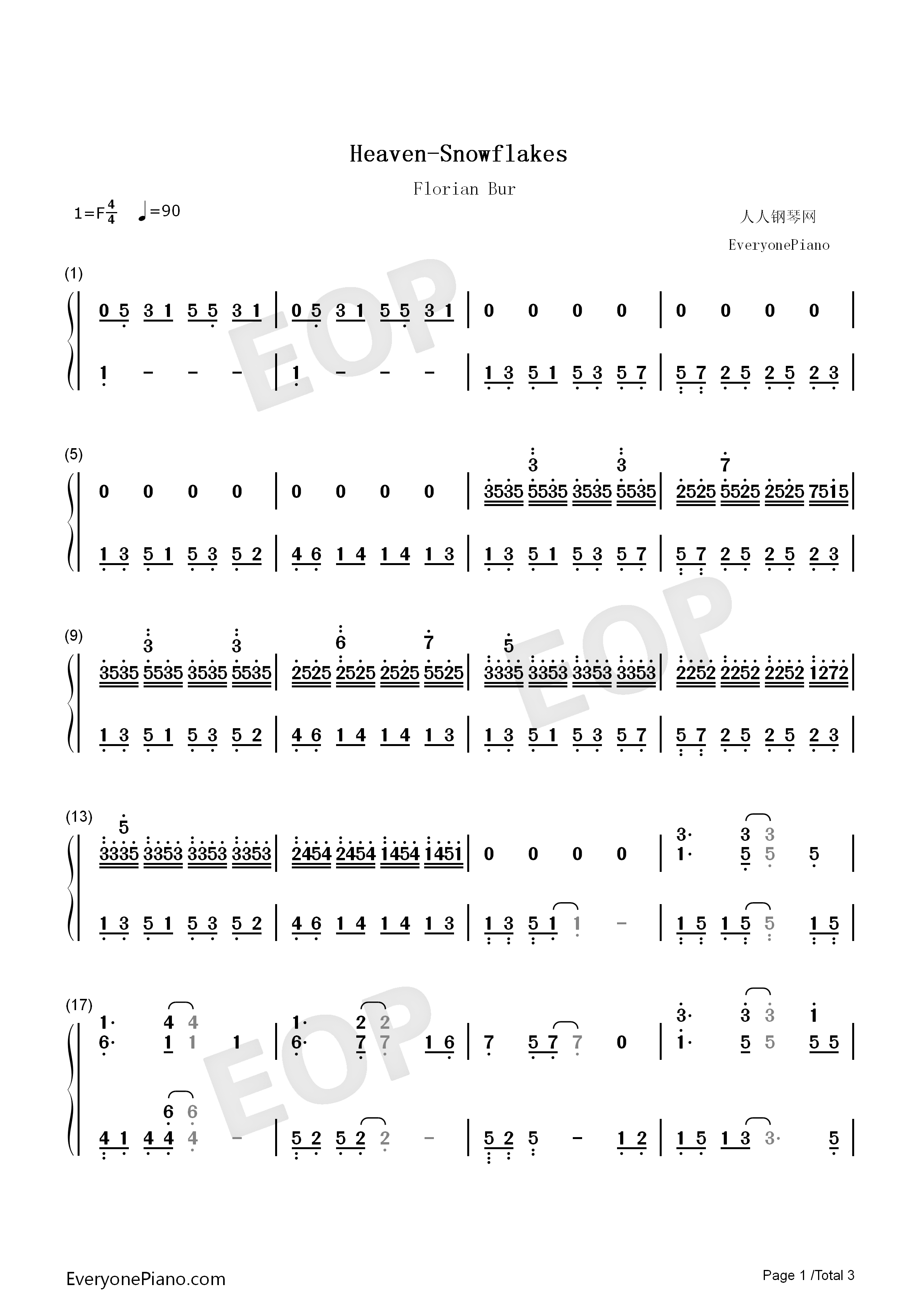 Heaven钢琴简谱_Florian_Bur演唱