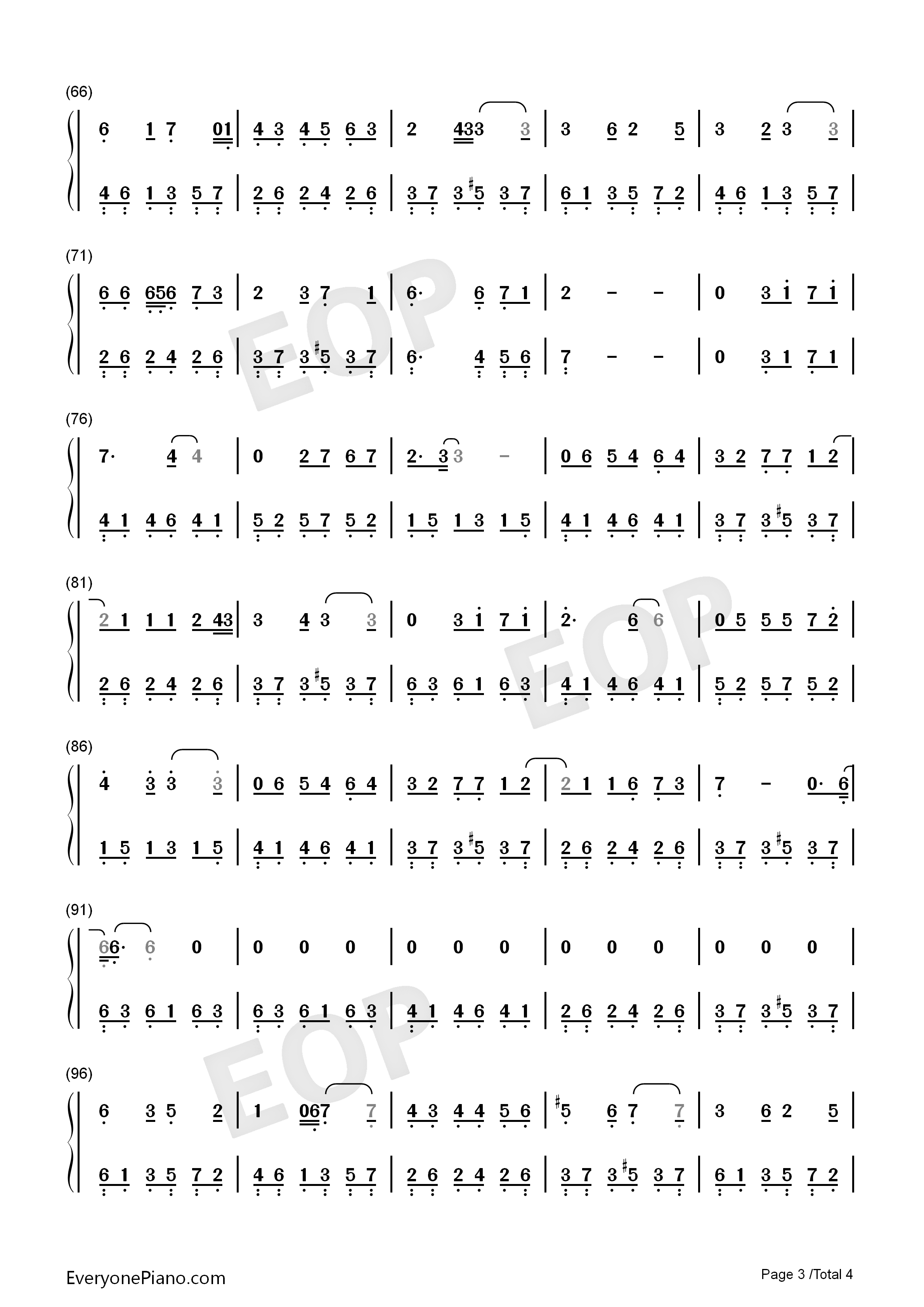 今后我与自己流浪钢琴简谱_张碧晨演唱