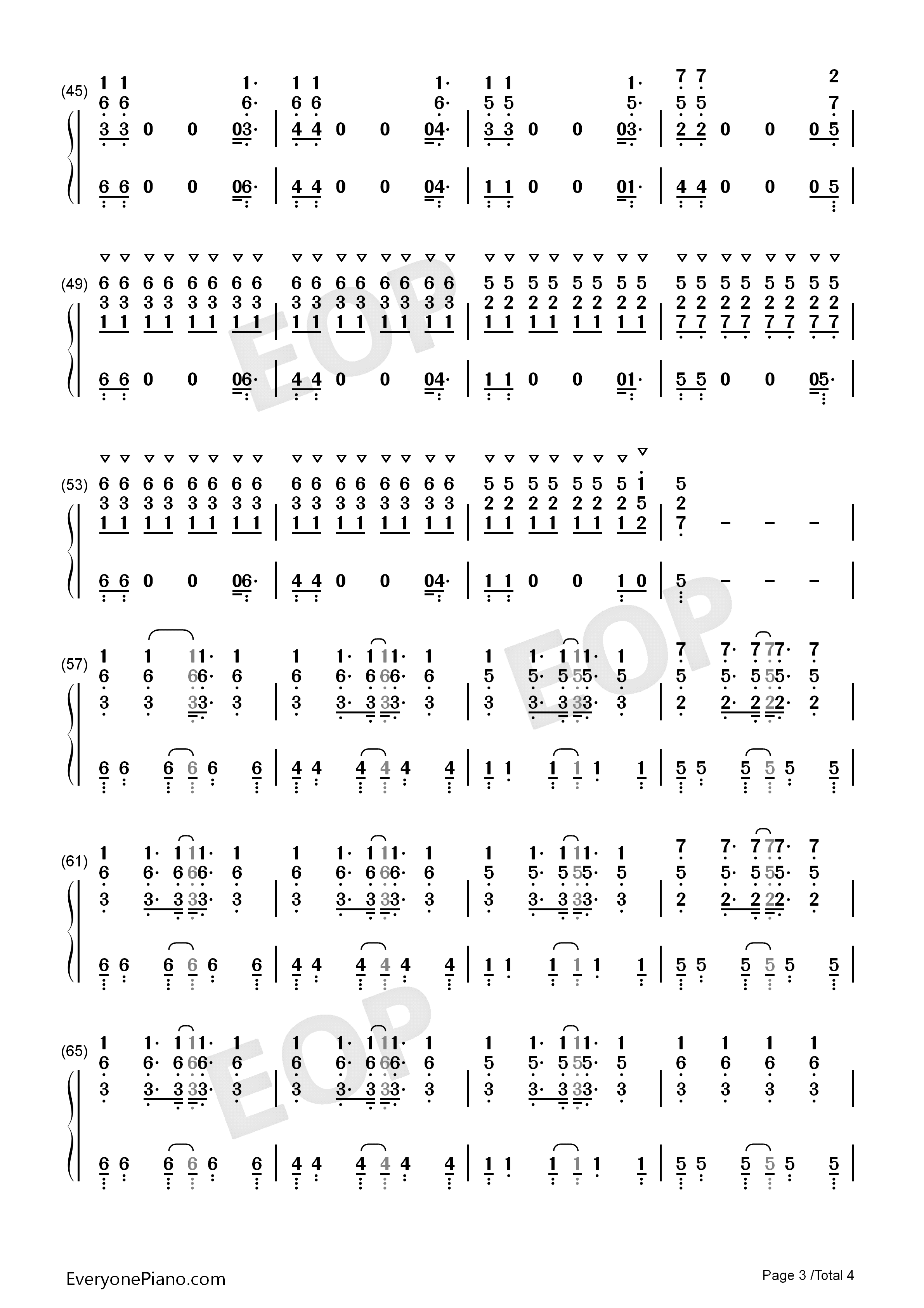 飘向北方钢琴简谱_邓紫棋演唱