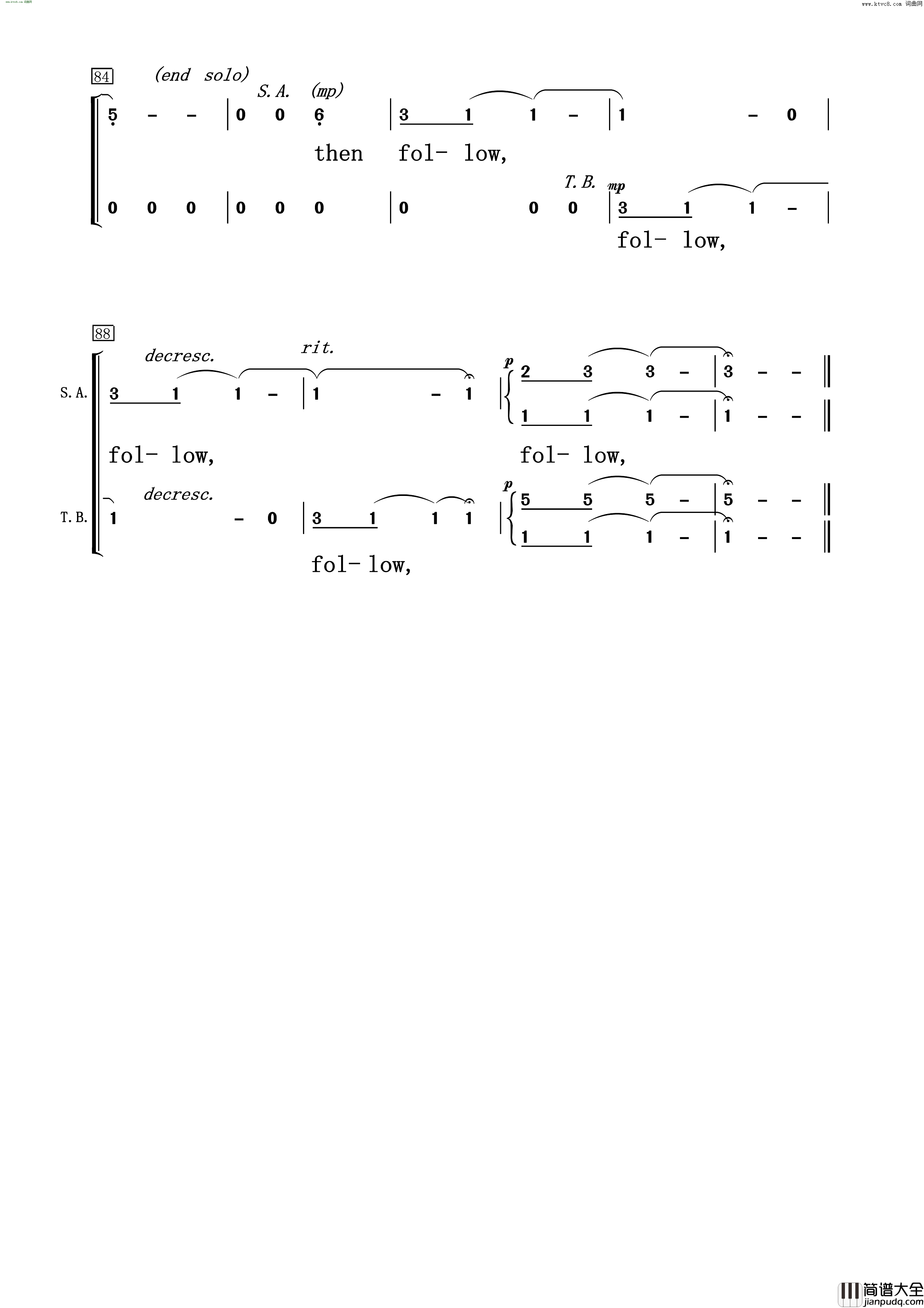 try_to_remember混声合唱简谱简谱