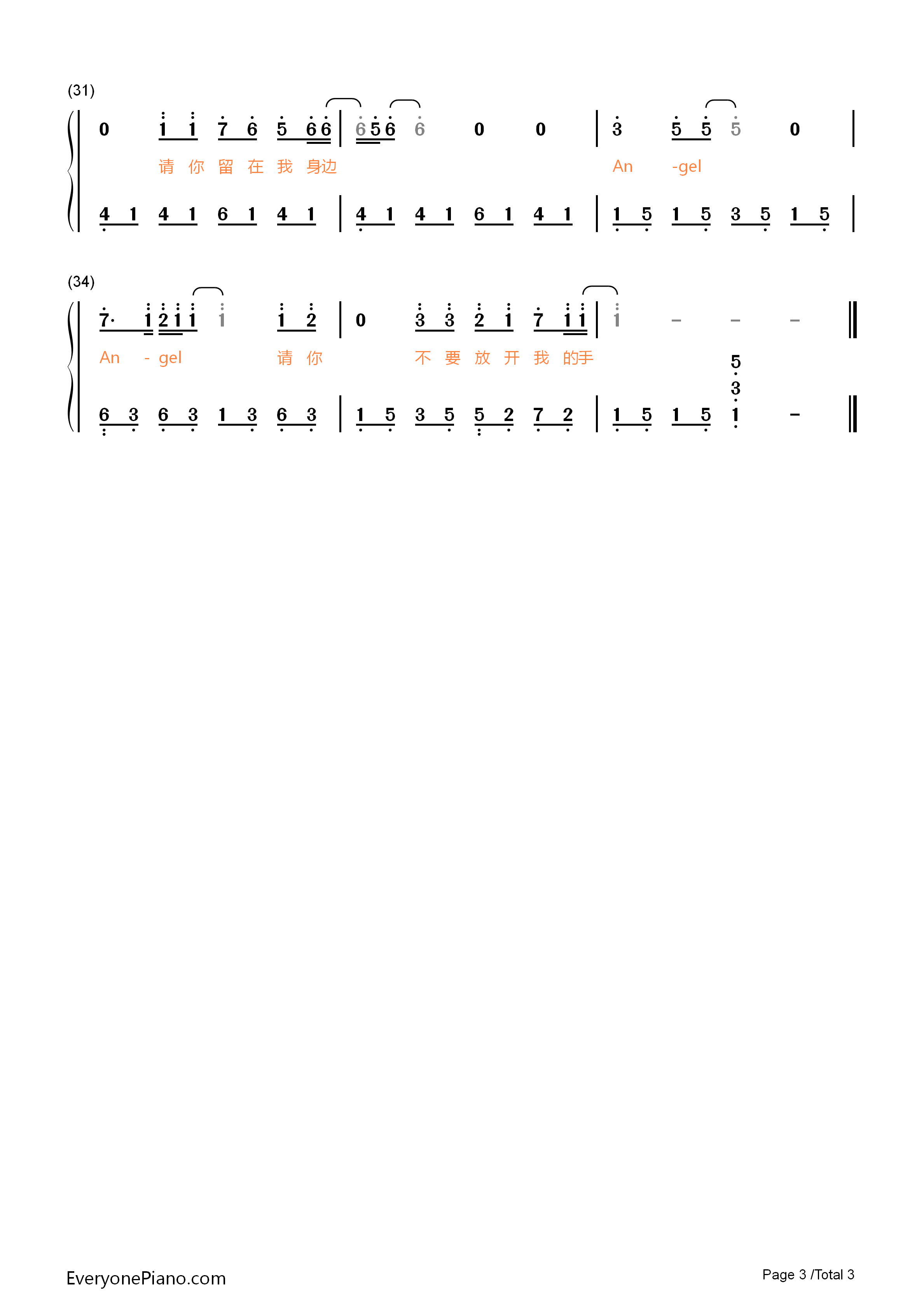 Angel钢琴简谱_陶喆演唱