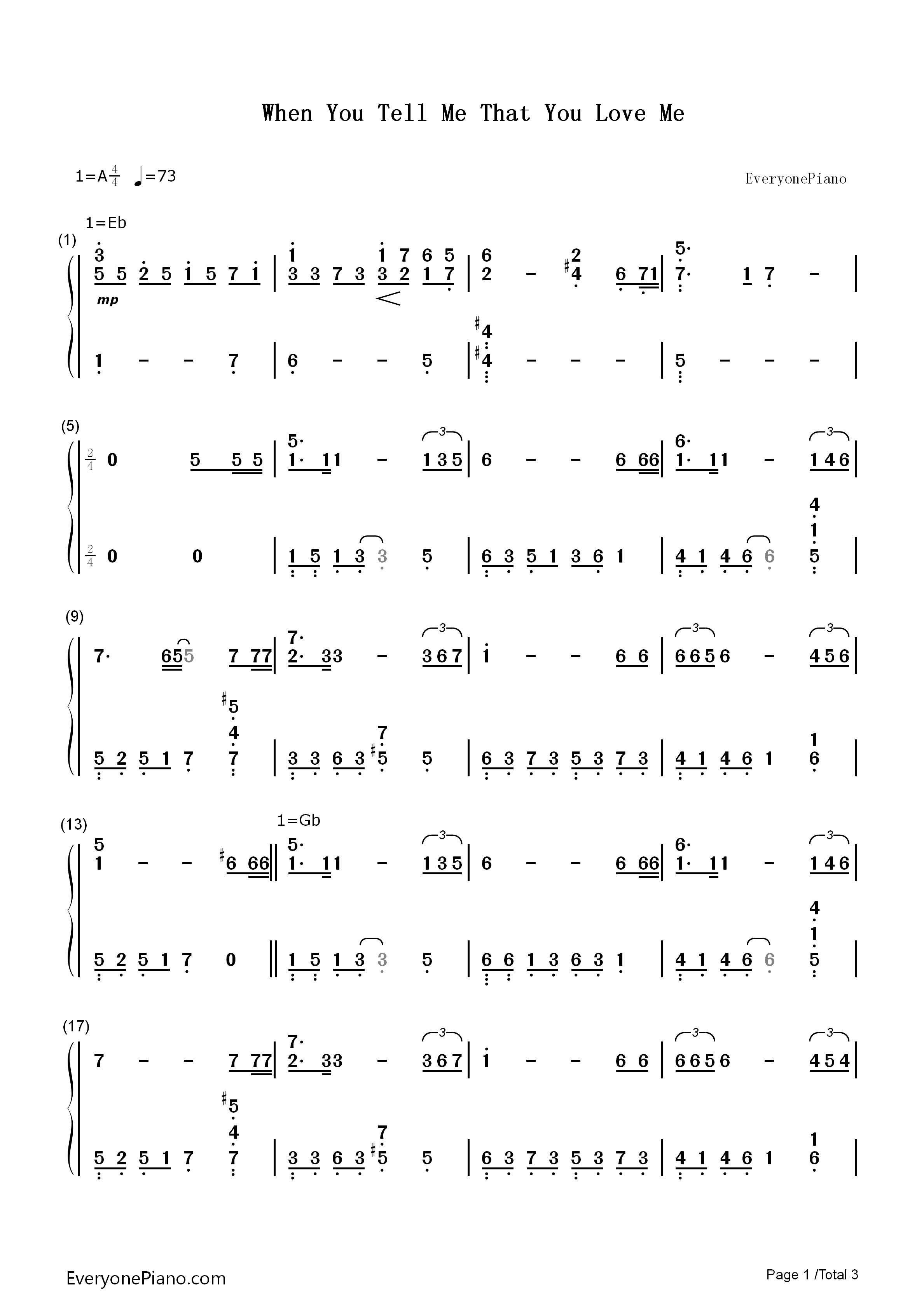 When_You_Tell_Me_That_You_Love_Me钢琴简谱_Westlife演唱