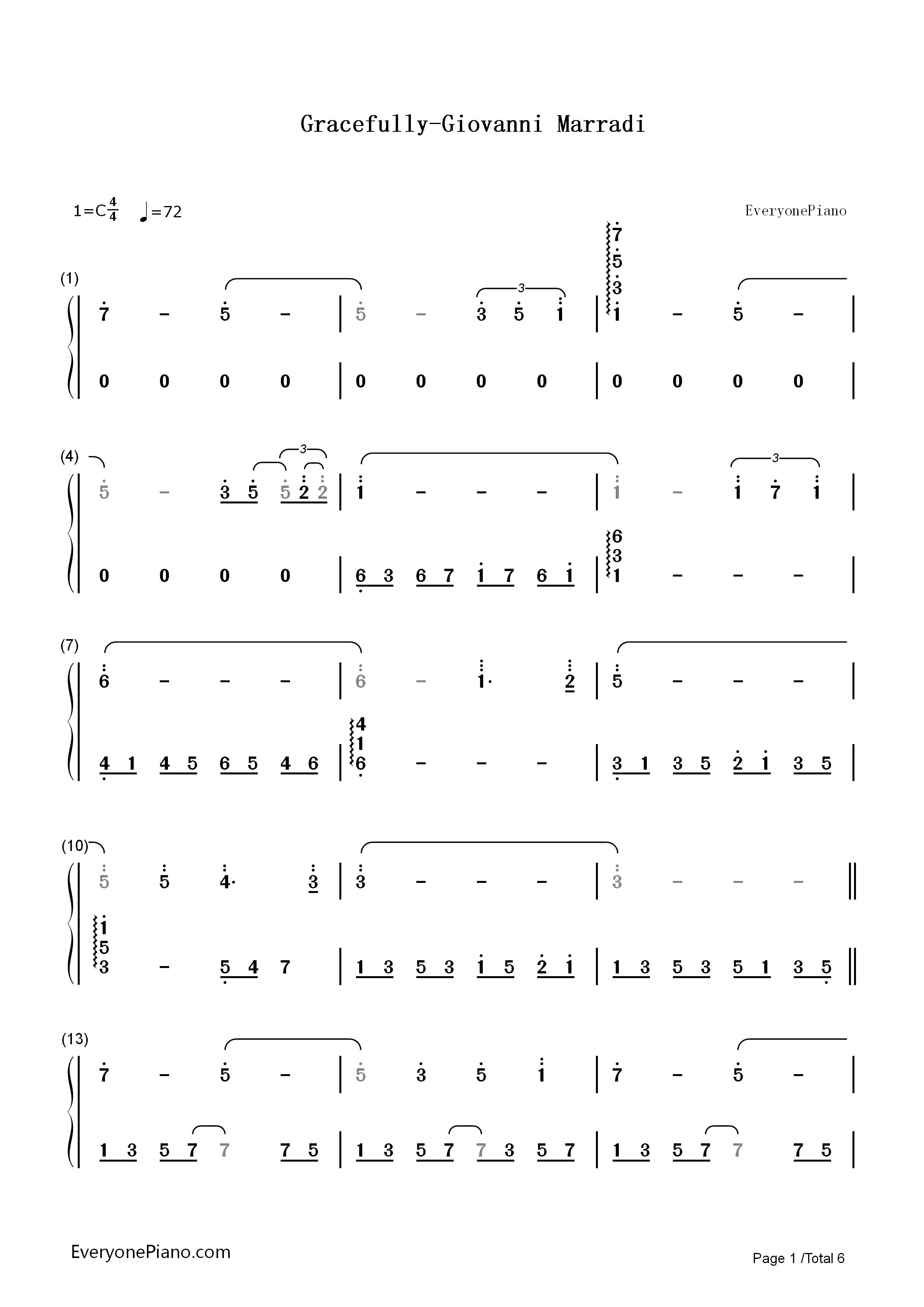 Gracefully钢琴简谱_Giovanni_Marradi(乔瓦尼)演唱