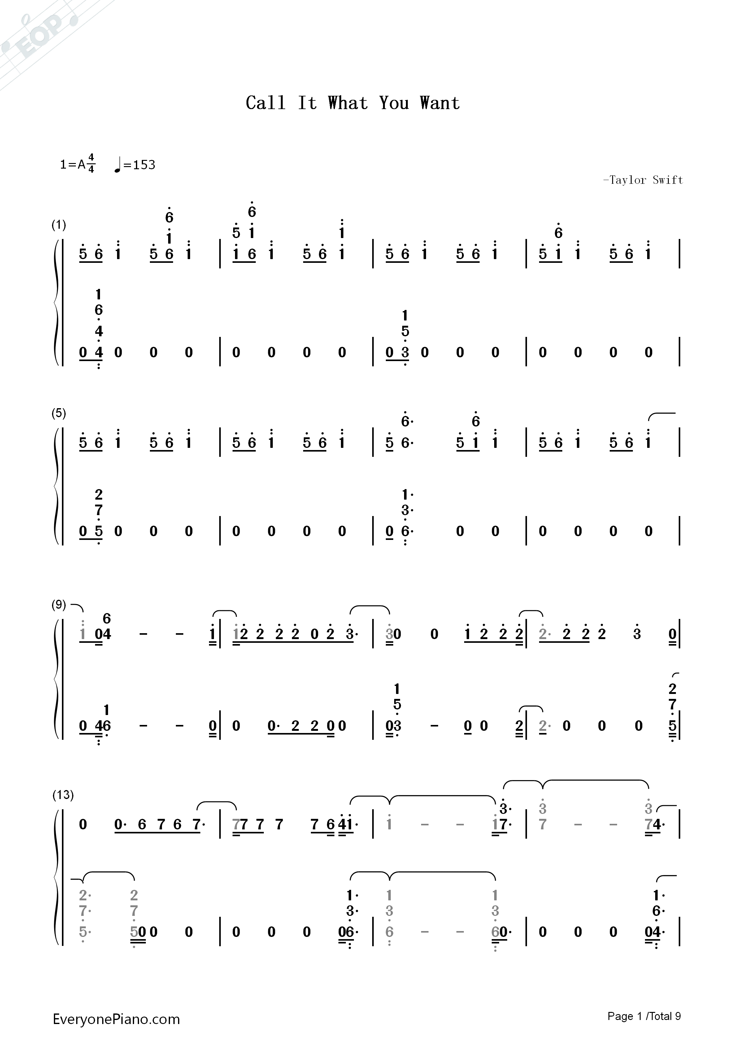 Call_It_What_You_Want钢琴简谱_Taylor_Swift演唱