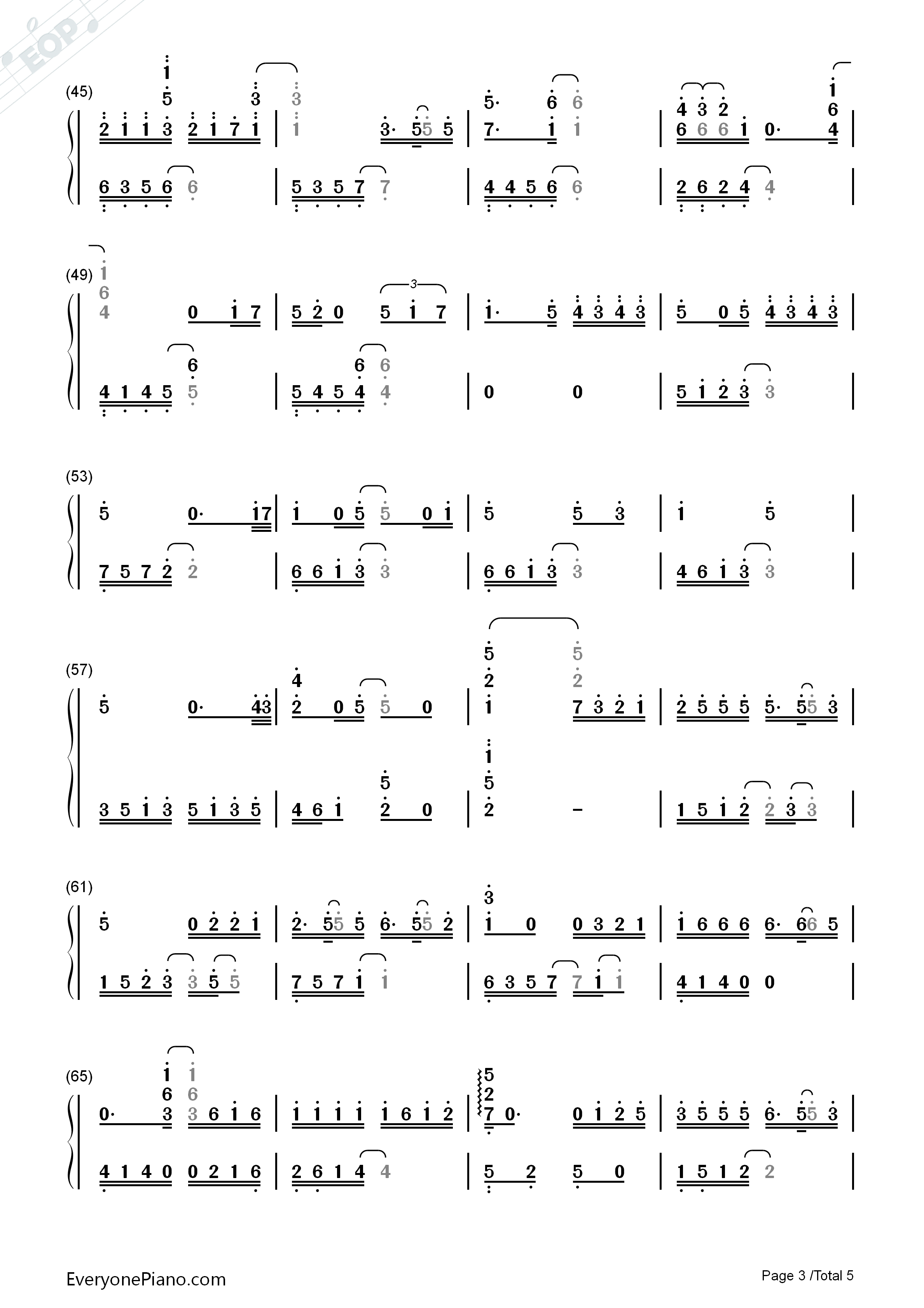 断点钢琴简谱_张敬轩演唱