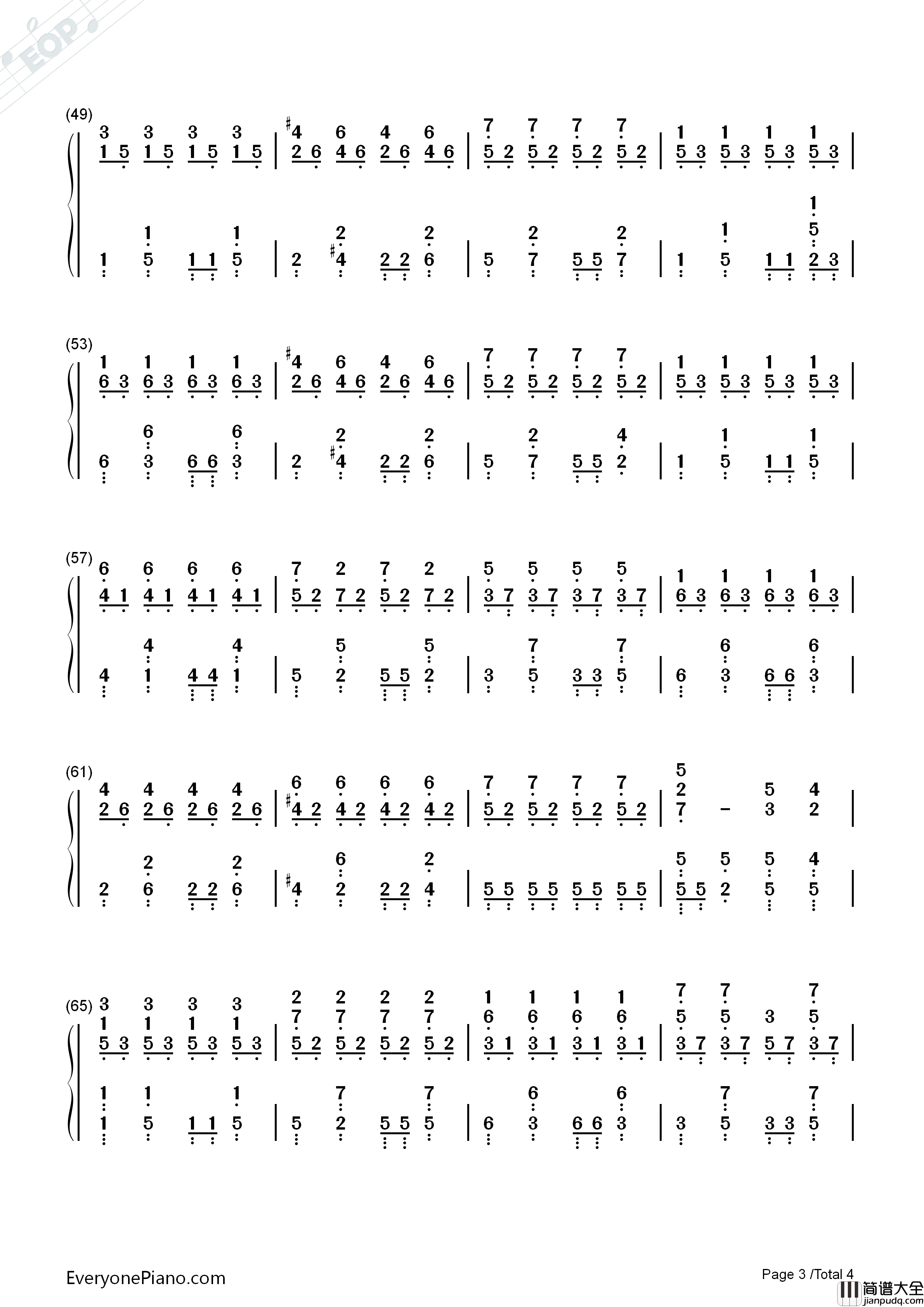 小幸运钢琴简谱_田馥甄演唱