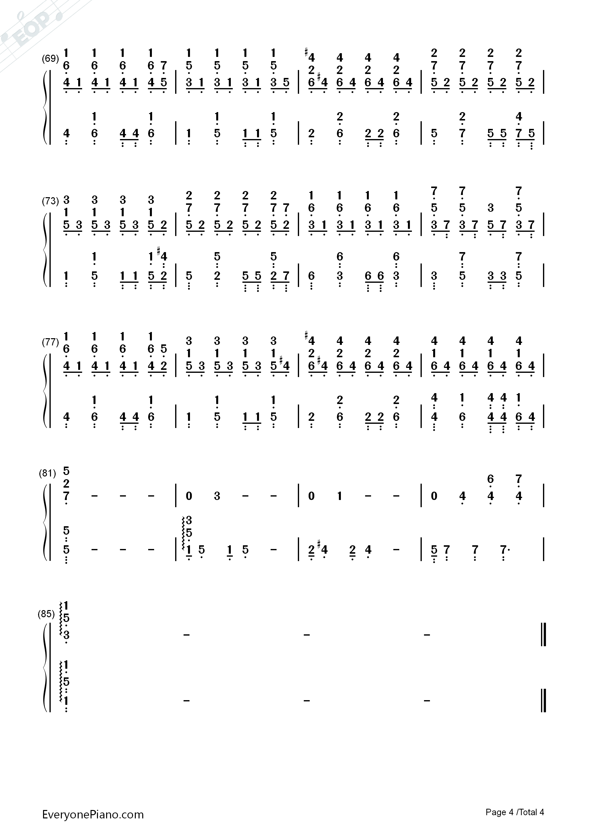 小幸运钢琴简谱_田馥甄演唱