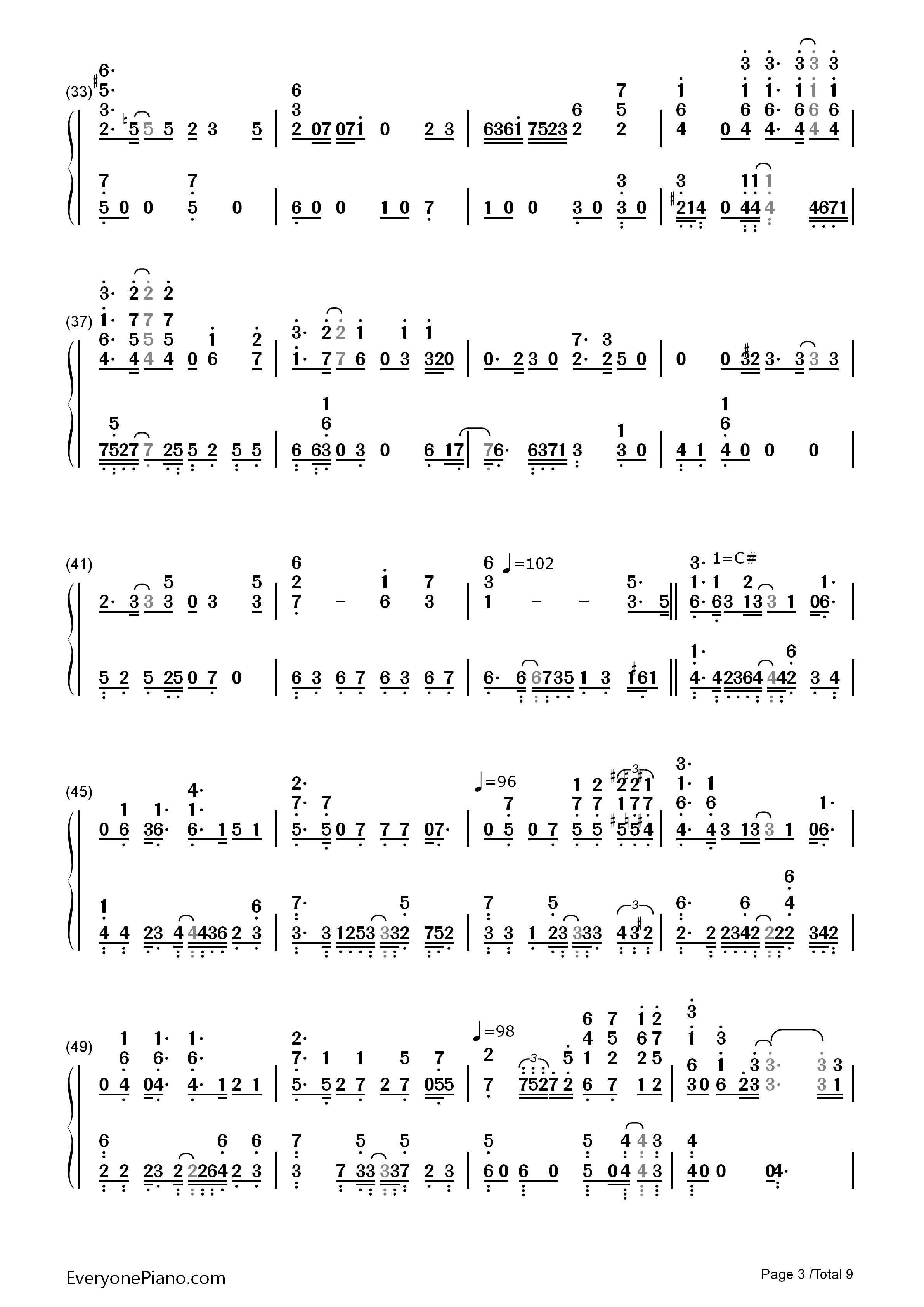 鸟之诗钢琴简谱_Lia演唱