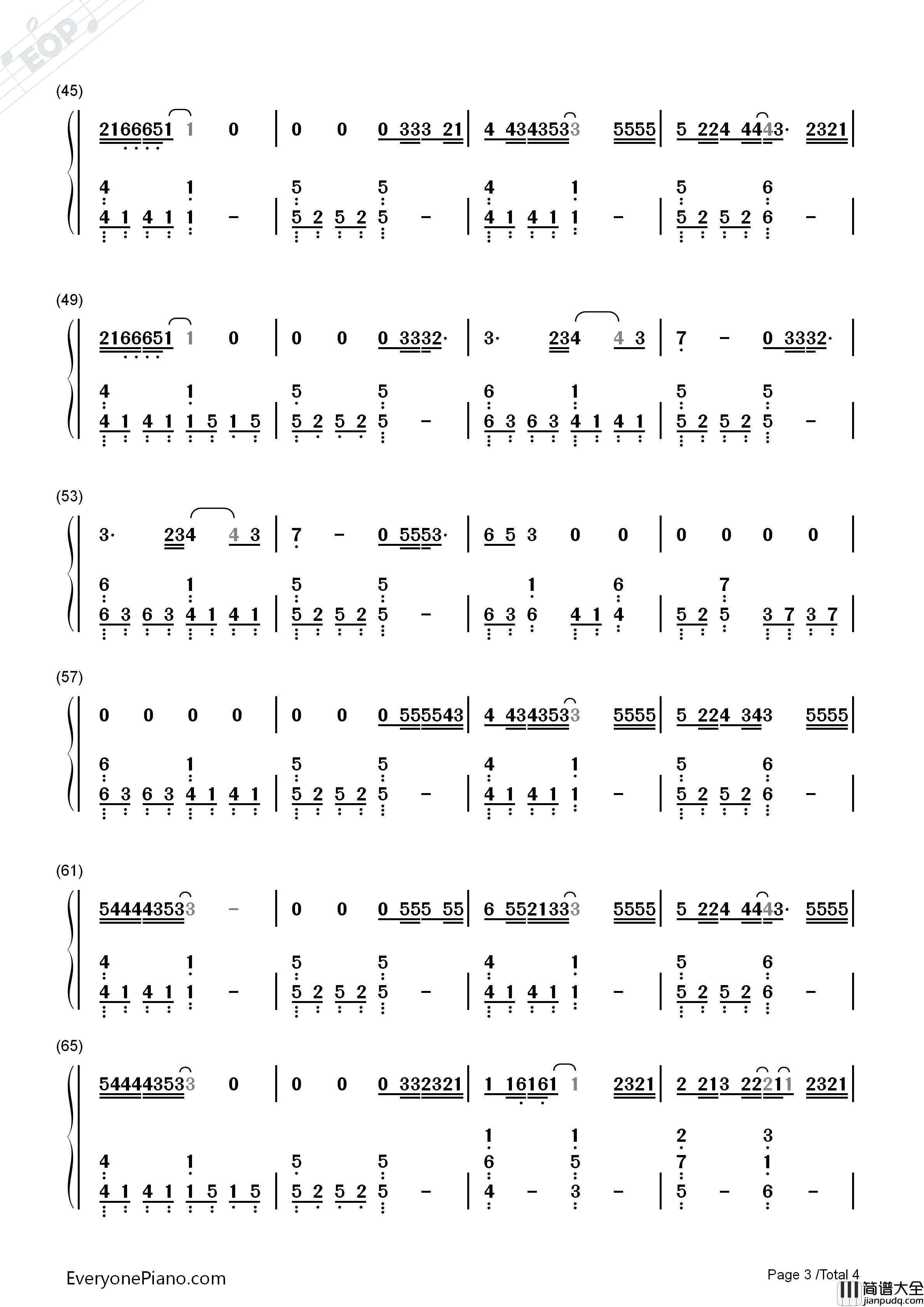 Let_Her_Go放手爱情钢琴简谱_Passenger__Mike_Rosenberg演唱