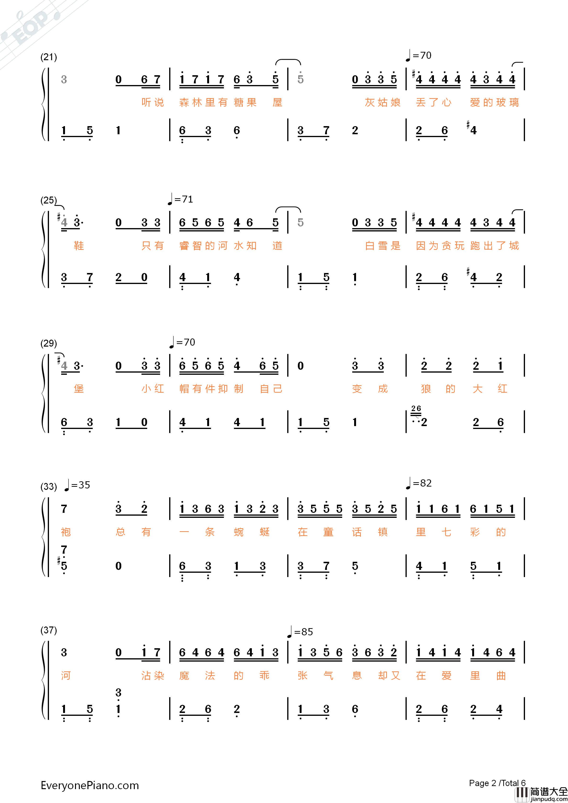 童话镇钢琴简谱_陈一发儿演唱